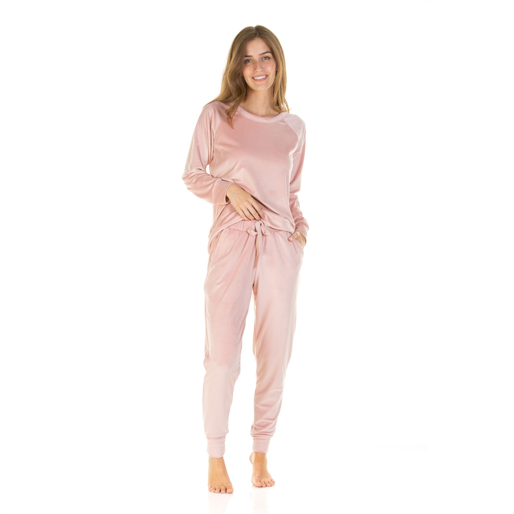 Womens/Ladies Velour Pyjamas Diamond Sequin Pyjama Set Size 8-22 - Picture 26 of 34