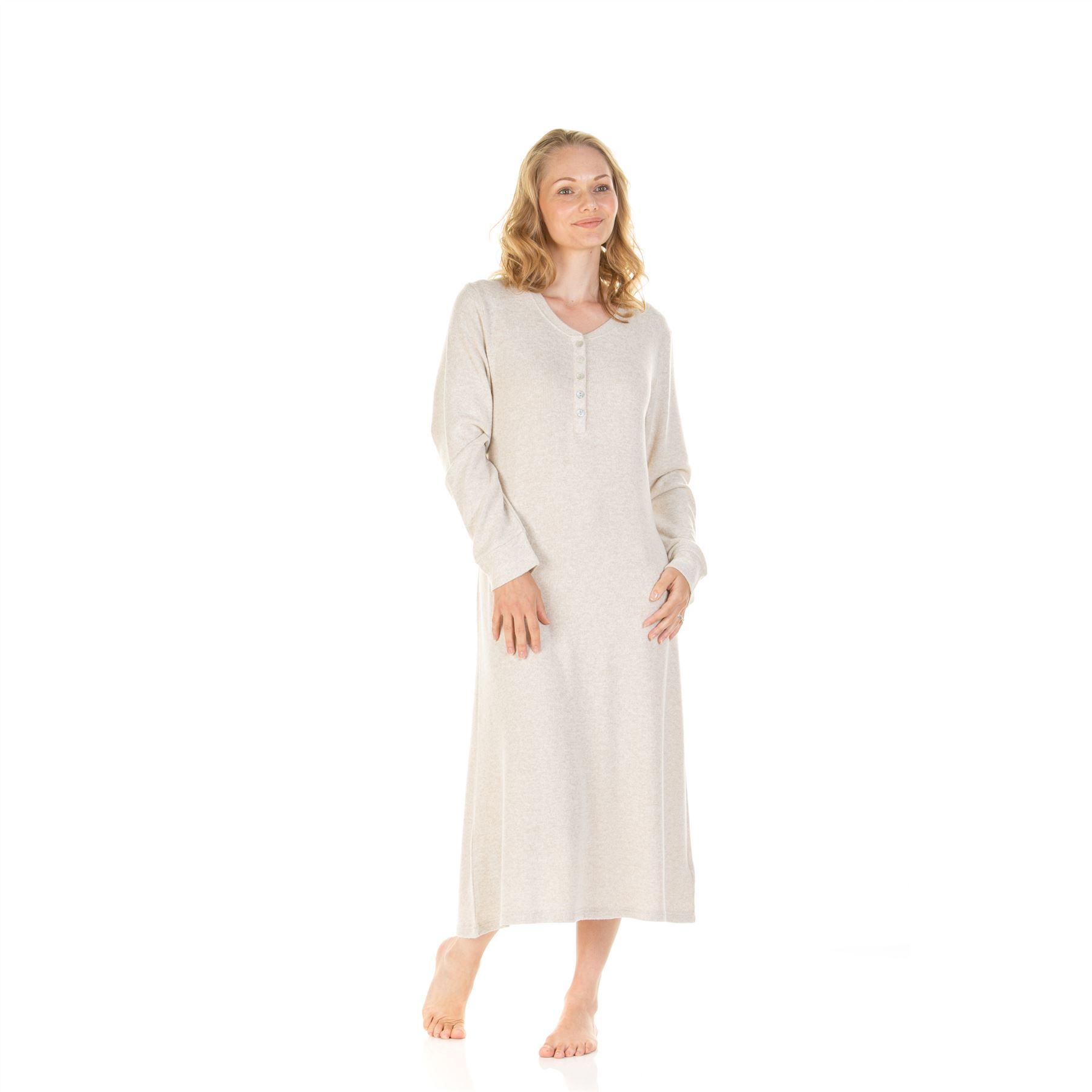 Womens Ladies Brushed Long Sleeve Nightdress Nightie Size 8-22 - Picture 15 of 33