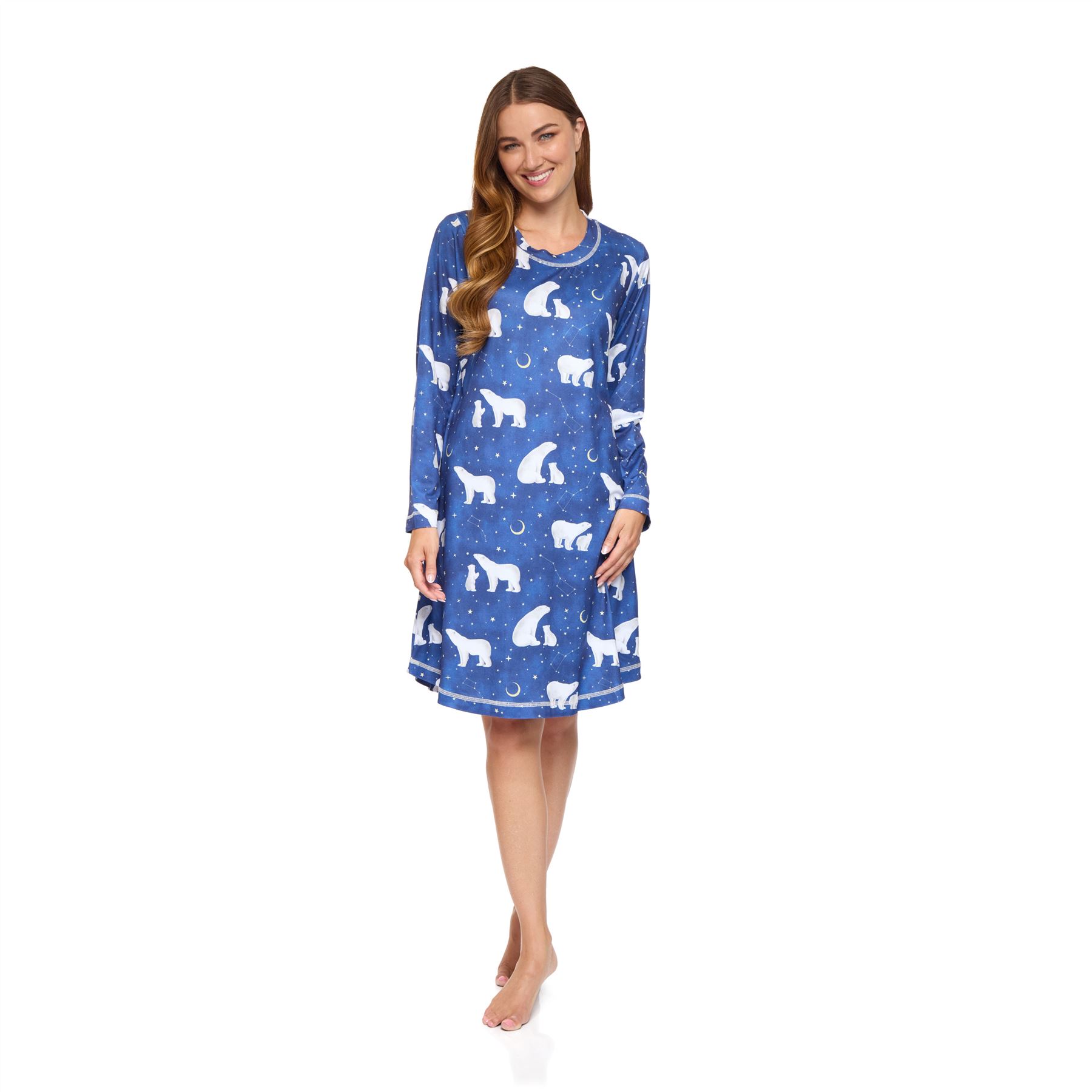 Womens Nightdress Long Sleeve Jersey Knit Ladies Nightie UK 8-22 - Picture 29 of 45