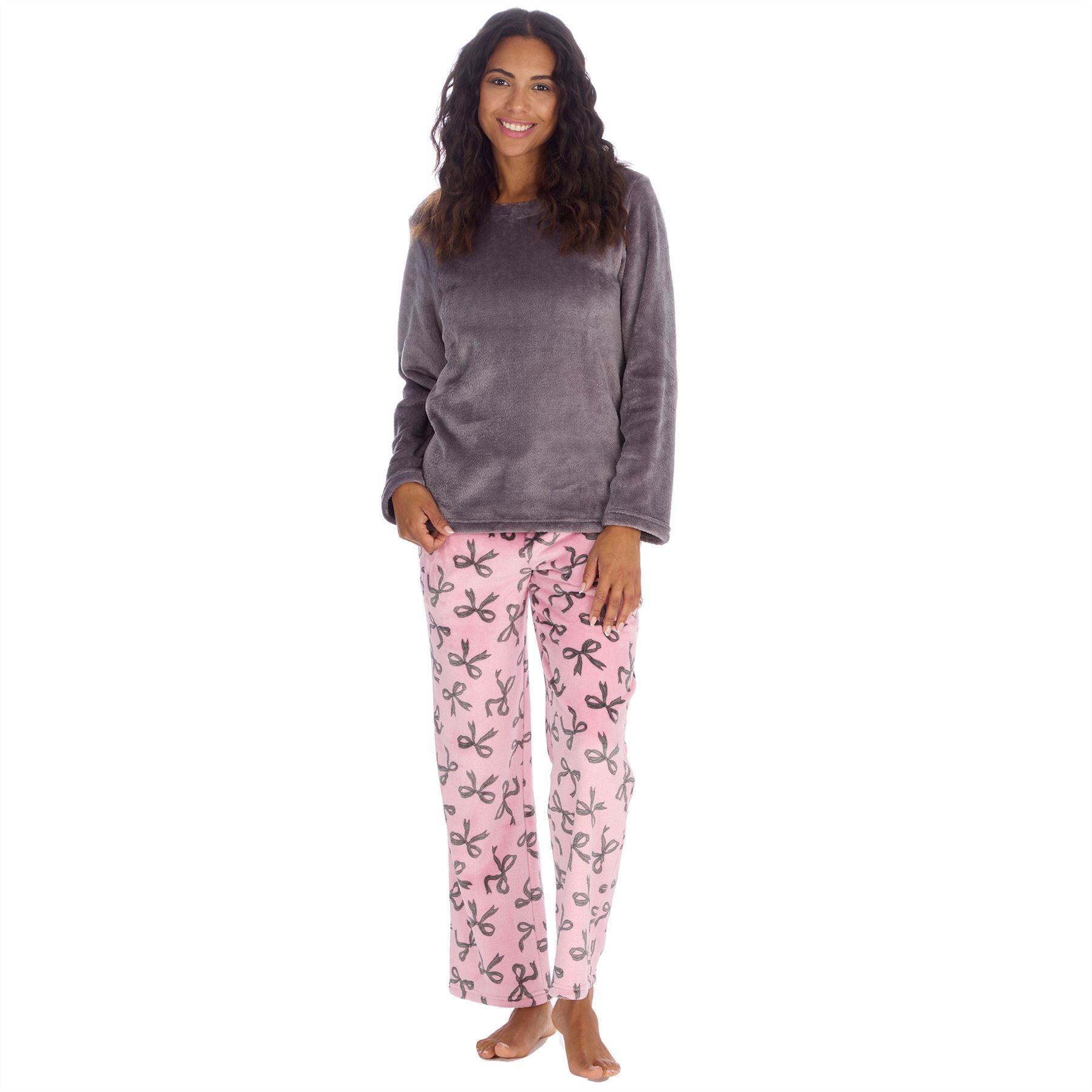 Womens Fleece Pyjamas Ladies Lounge Pyjama Nightwear Set Size 8-22 - Picture 30 of 40