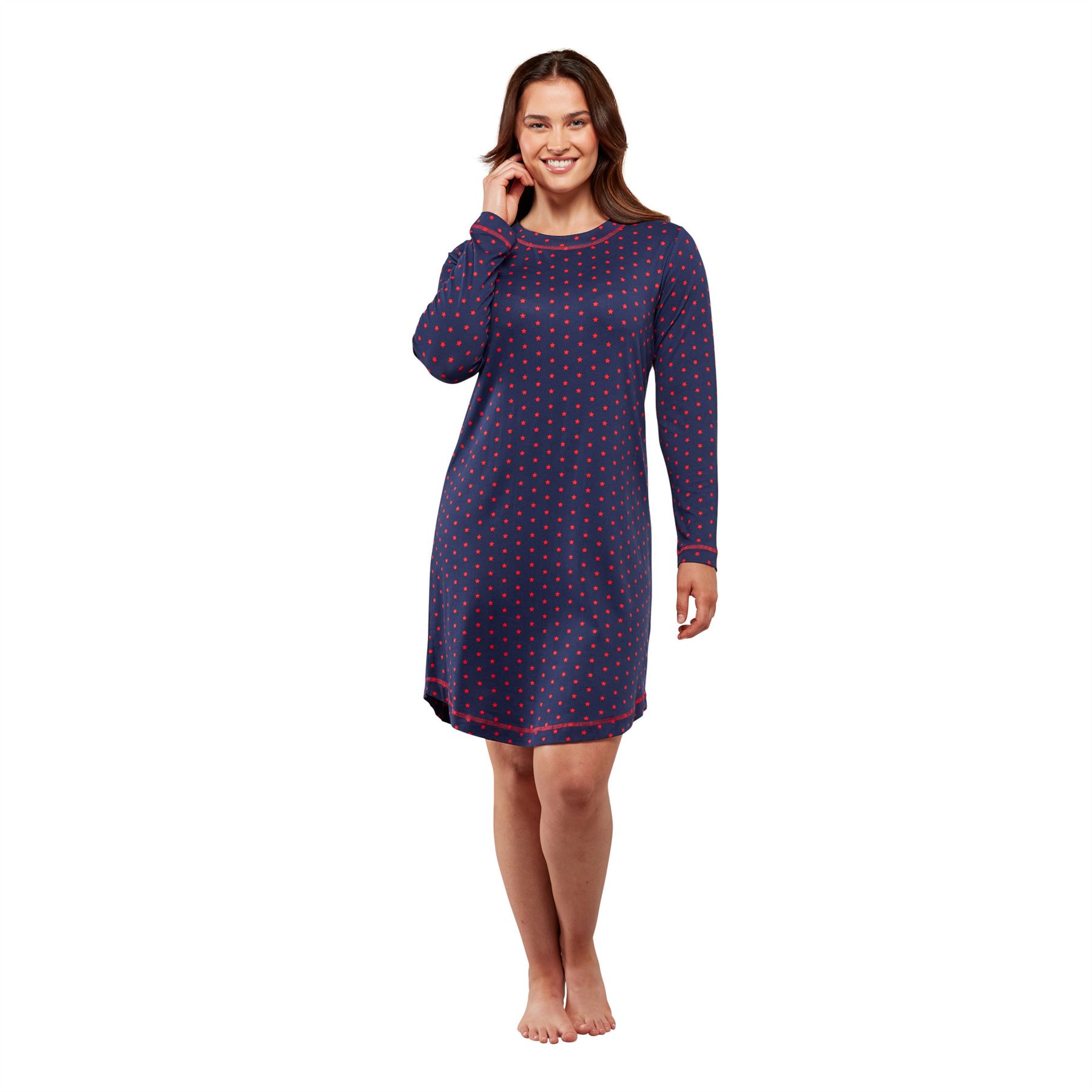 Womens Nightdress Long Sleeve Jersey Knit Ladies Nightie UK 8-22 - Picture 33 of 45