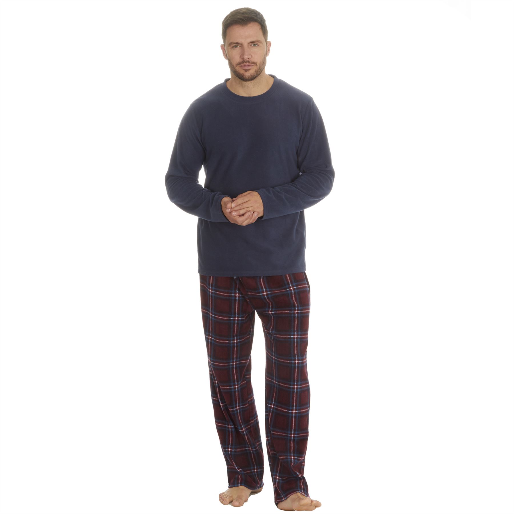 Mens Fleece Pyjamas Set Thermal Pajama PJ Warm Winter Nightwear - Picture 20 of 27