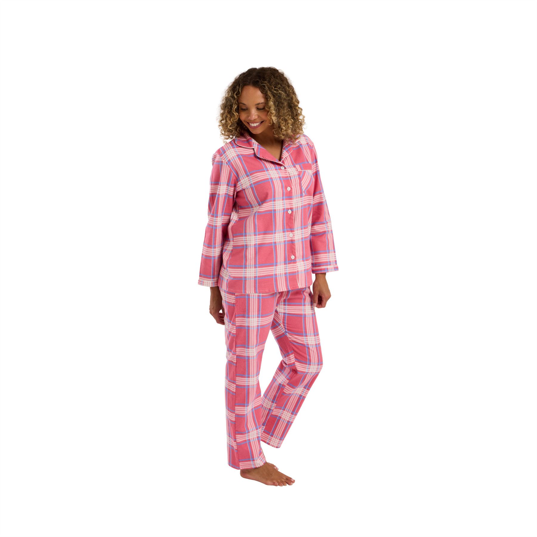 100% Brushed Cotton Pyjamas Ladies Winceyette Pyjama Set Size 8-26 - Picture 73 of 104
