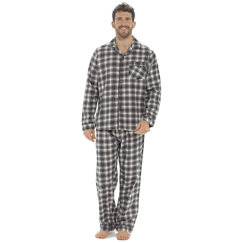 Herren-Pyjama-Set aus 100 % gebürstete Baumwolle Flanell kariert gestreift traditionelle PJs - Bild 21 von 28