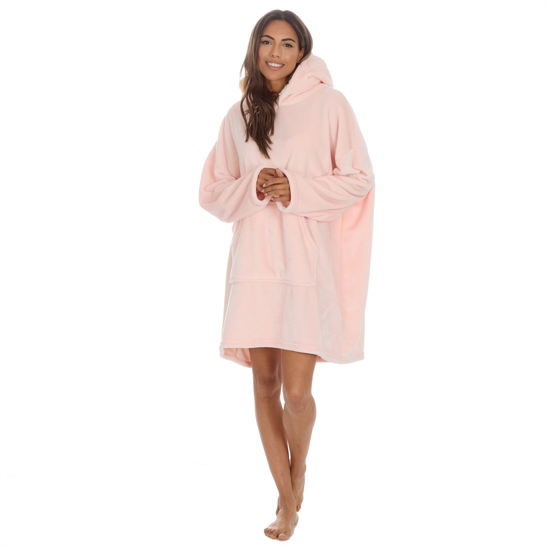 Ladies Fleece Hoodie Oversized Giant Fleece Warm Hooded Snuggle Blanket - Picture 9 of 13