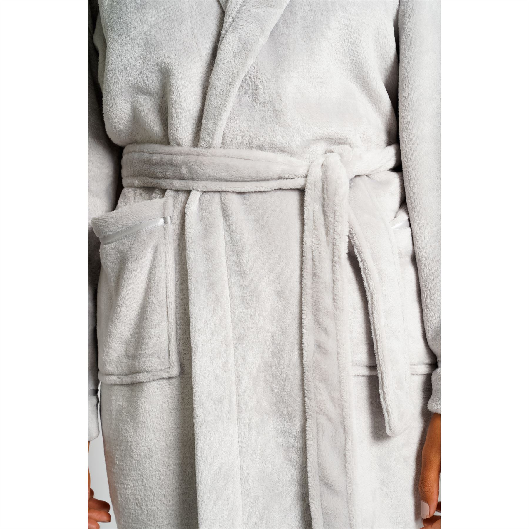 Ladies Super Soft Hooded Fleece Robe Dressing Gown - Picture 38 of 75