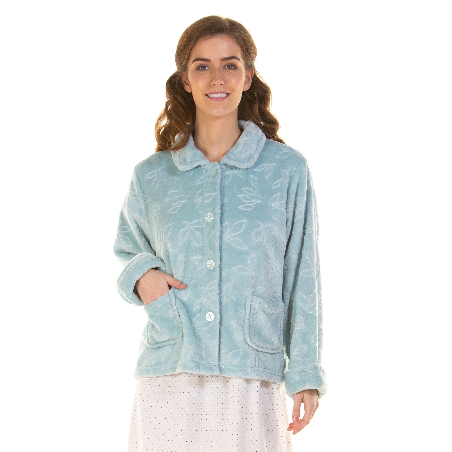 Womens/Ladies Fleece Button Through Robe/Dressing Gown Size 10-24 - Picture 21 of 21