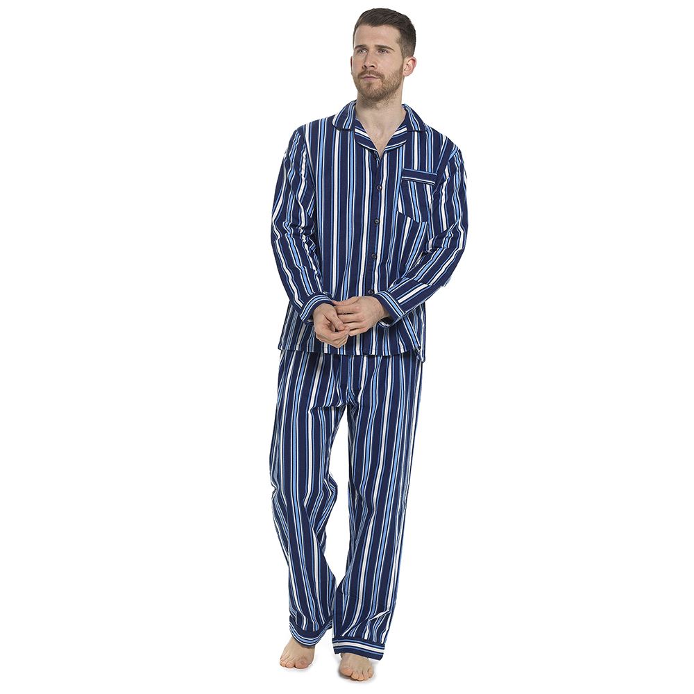 Herren-Pyjama-Set aus 100 % gebürstete Baumwolle Flanell kariert gestreift traditionelle PJs - Bild 27 von 28