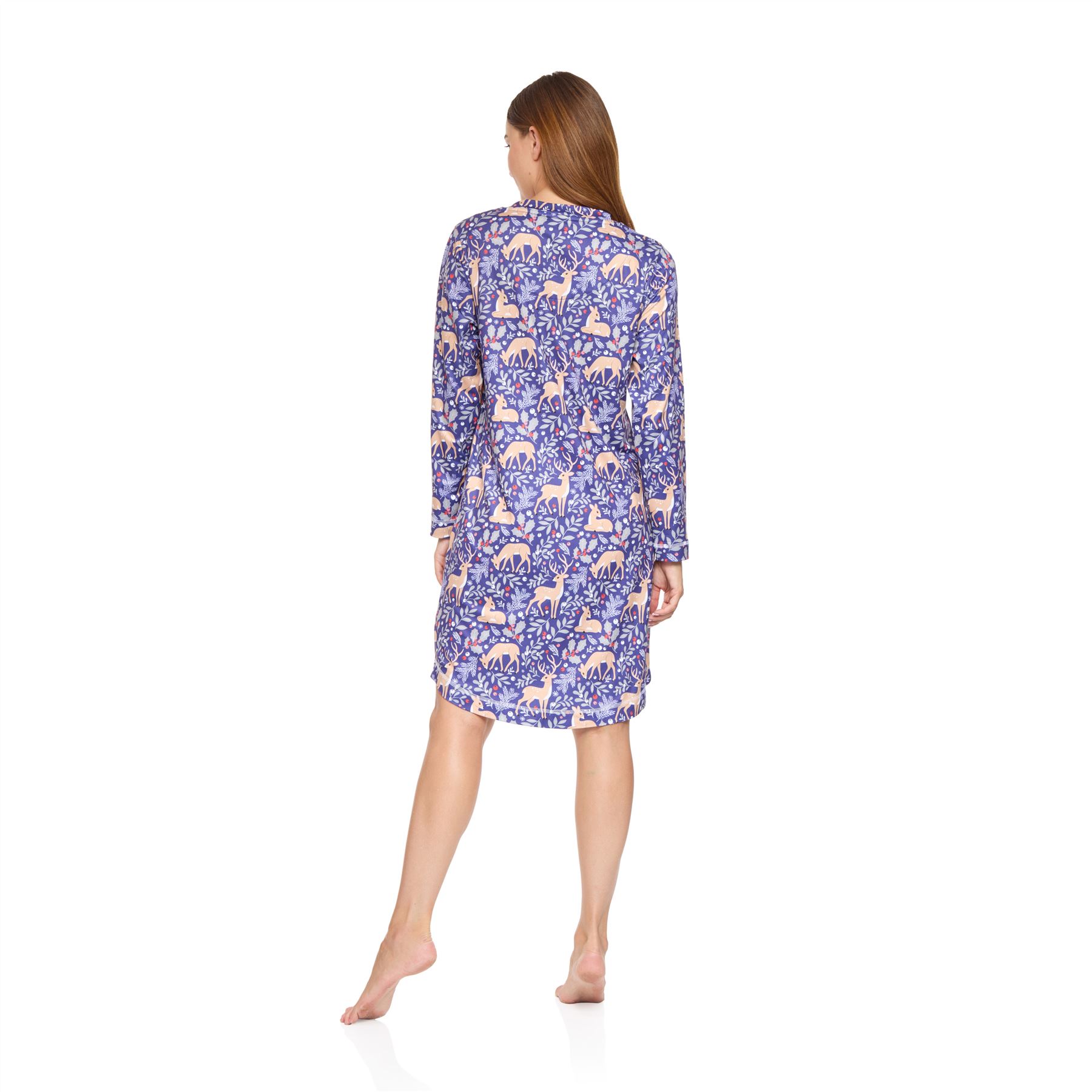 Womens Nightdress Long Sleeve Jersey Knit Ladies Nightie UK 8-22 - Picture 24 of 45