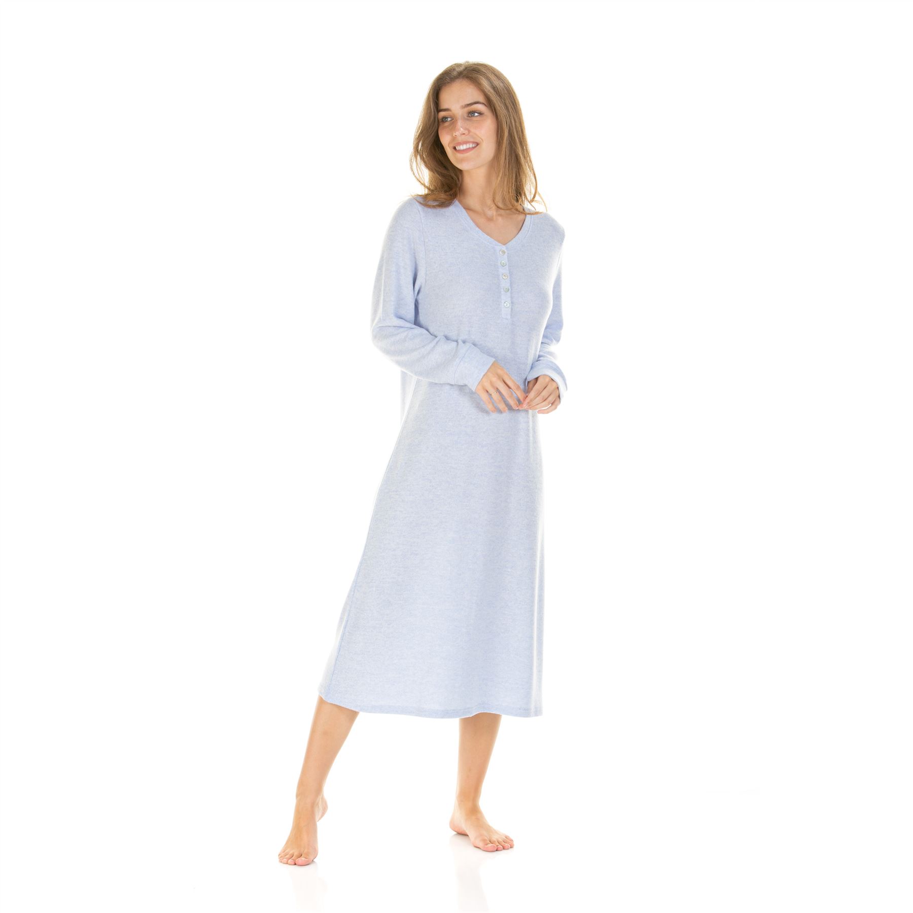 Womens Ladies Brushed Long Sleeve Nightdress Nightie Size 8-22 - Picture 18 of 33