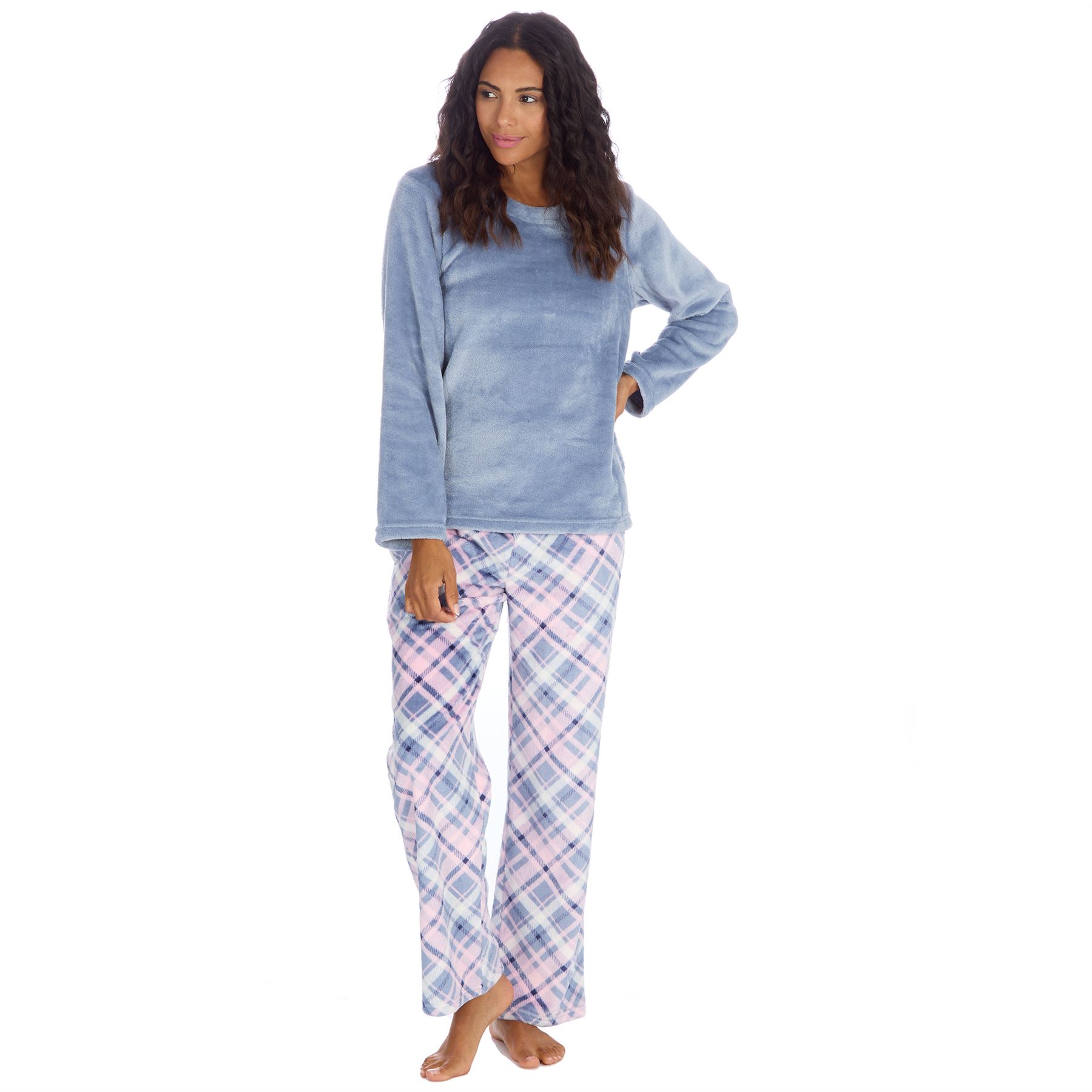 Womens Fleece Pyjamas Ladies Lounge Pyjama Nightwear Set Size 8-22 - Picture 23 of 40