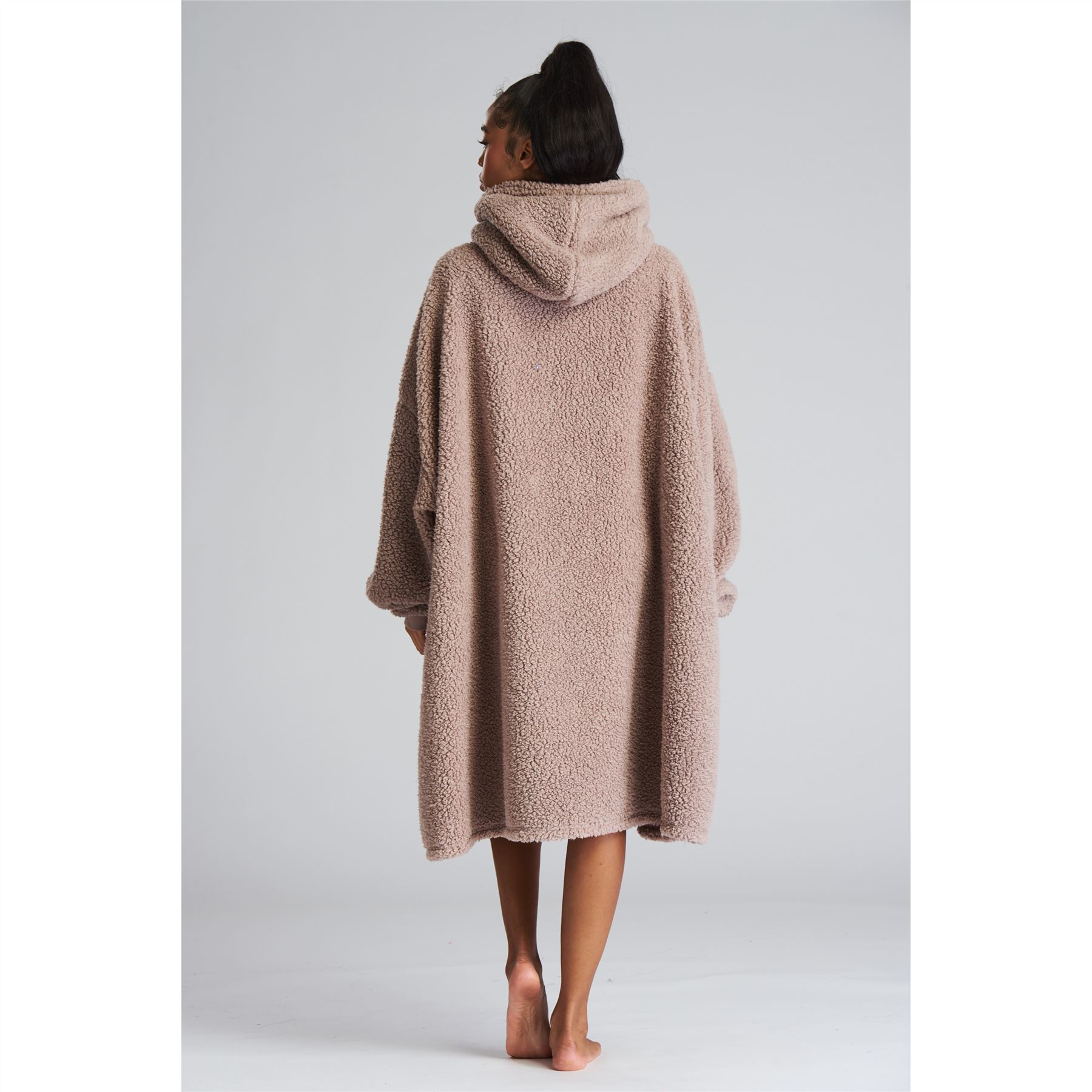 Ladies Fleece Robe Hoodie Adults Oversized Sherpa Teddy Lounger Blanket - Picture 13 of 13