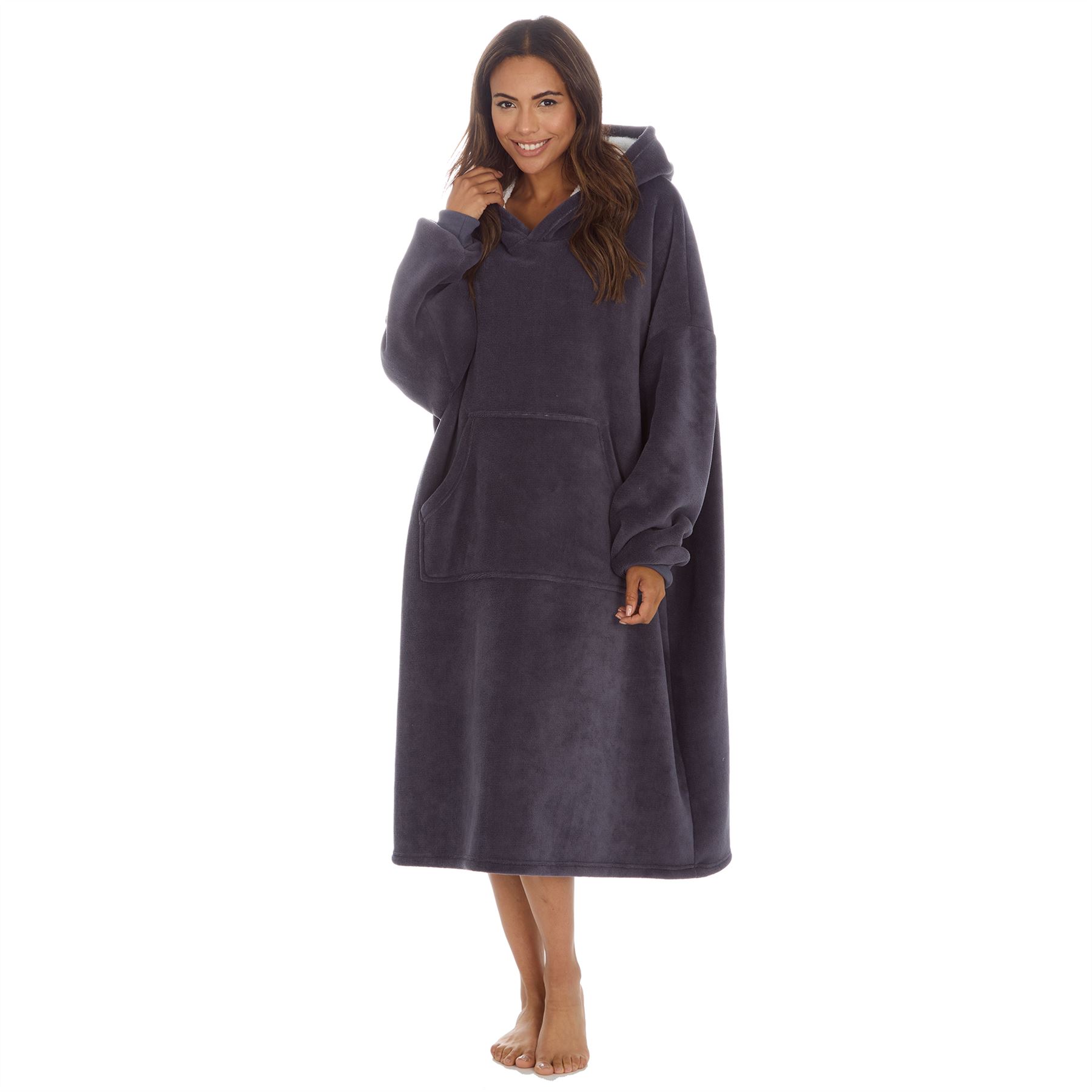 Womens Oversized Hoodie Thick Fleece Warm Snuggle Ladies Robe Adult Blanket - Picture 11 of 17