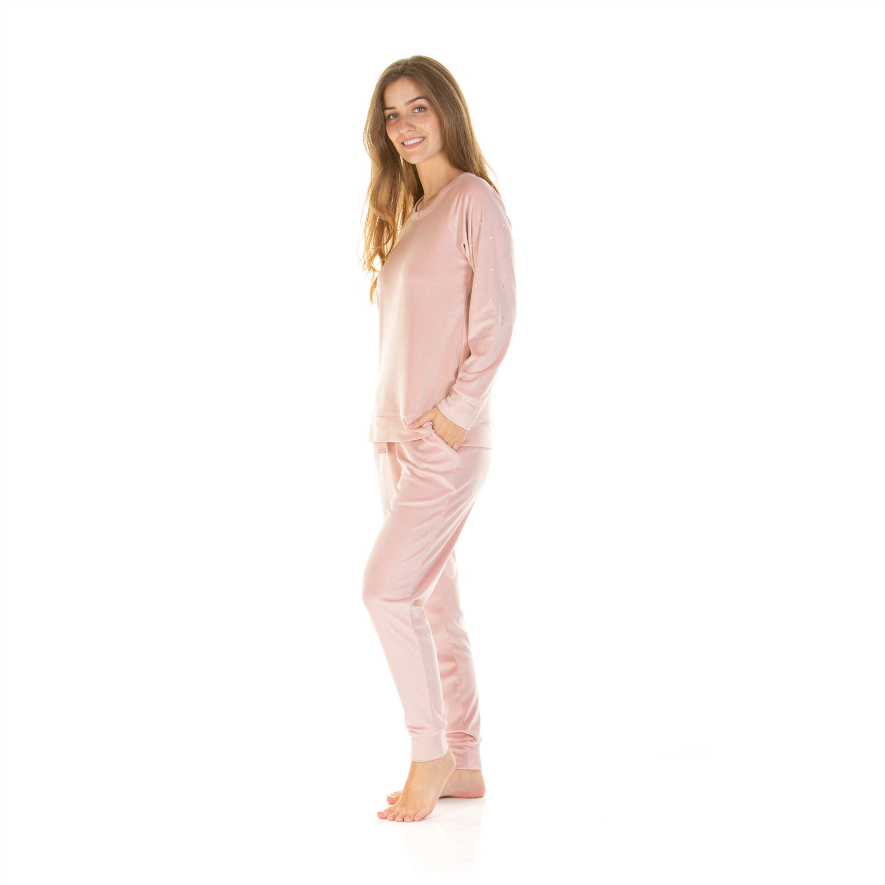 Womens/Ladies Velour Pyjamas Diamond Sequin Pyjama Set Size 8-22 - Picture 27 of 34