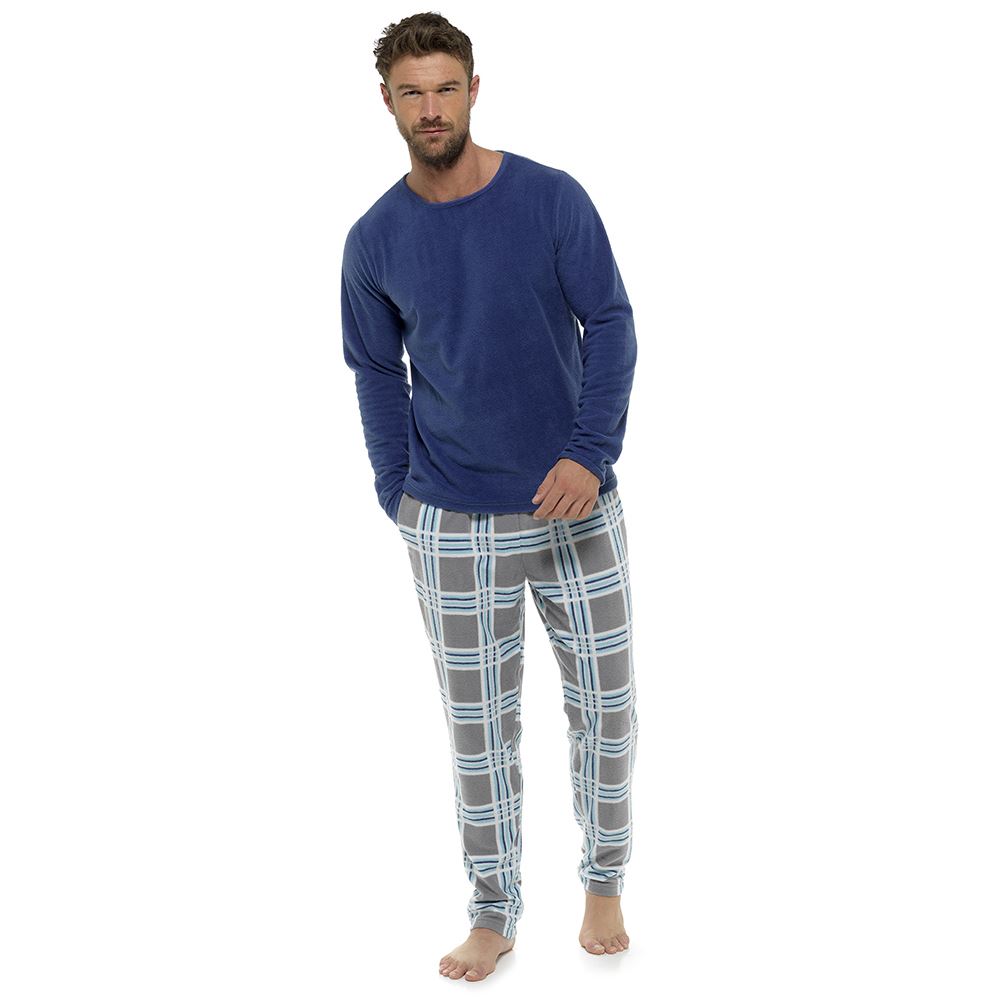 Mens Fleece Pyjamas Set Thermal Pajama PJ Warm Winter Nightwear - Picture 24 of 27
