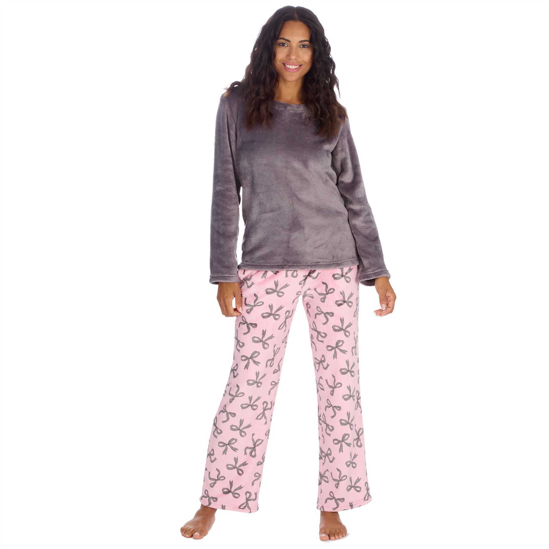 Womens Fleece Pyjamas Ladies Lounge Pyjama Nightwear Set Size 8-22 - Picture 32 of 40