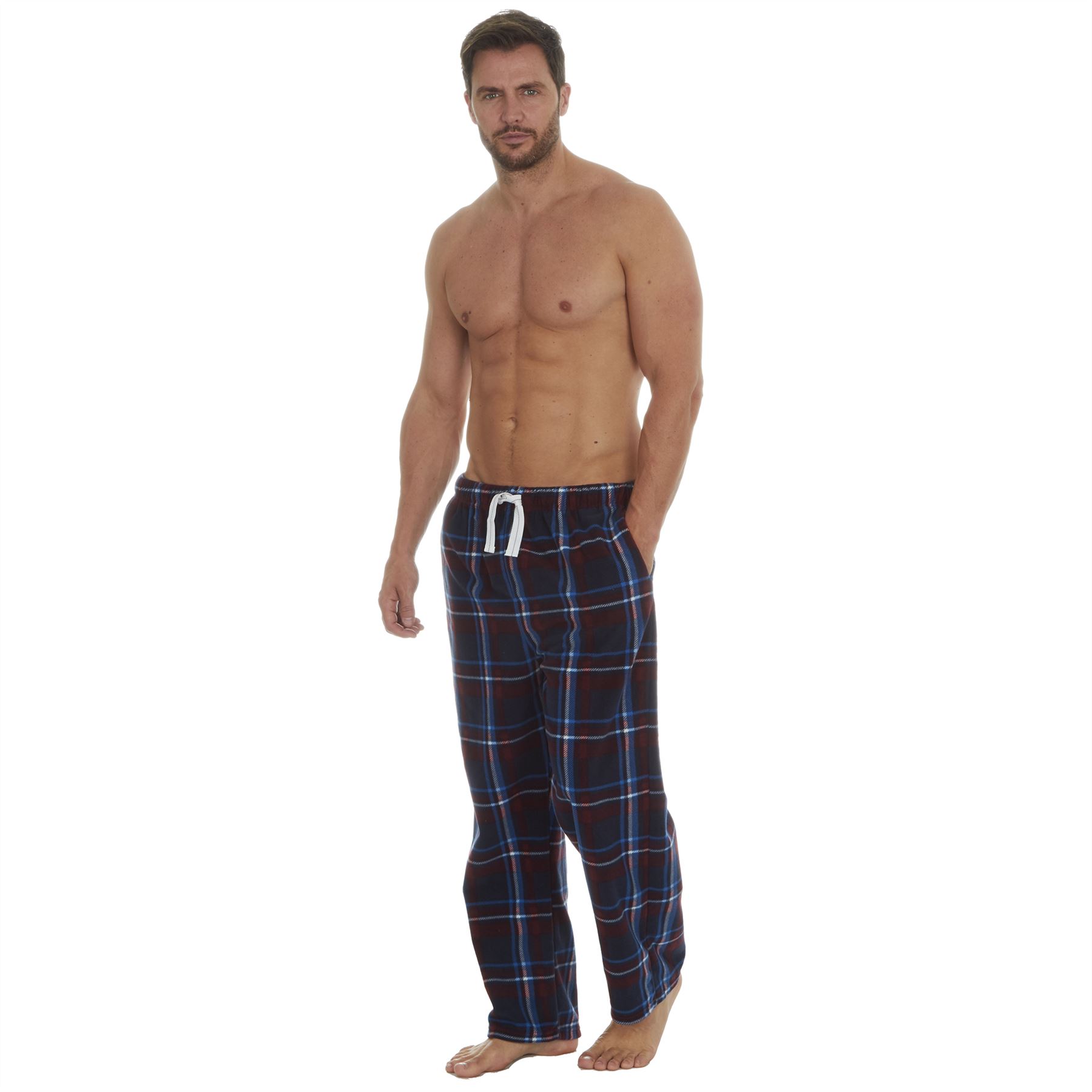 Pantalones de salón/fondos de pijama de vellón a cuadros para hombre talla S-XXL NUEVOS - Imagen 6 de 9