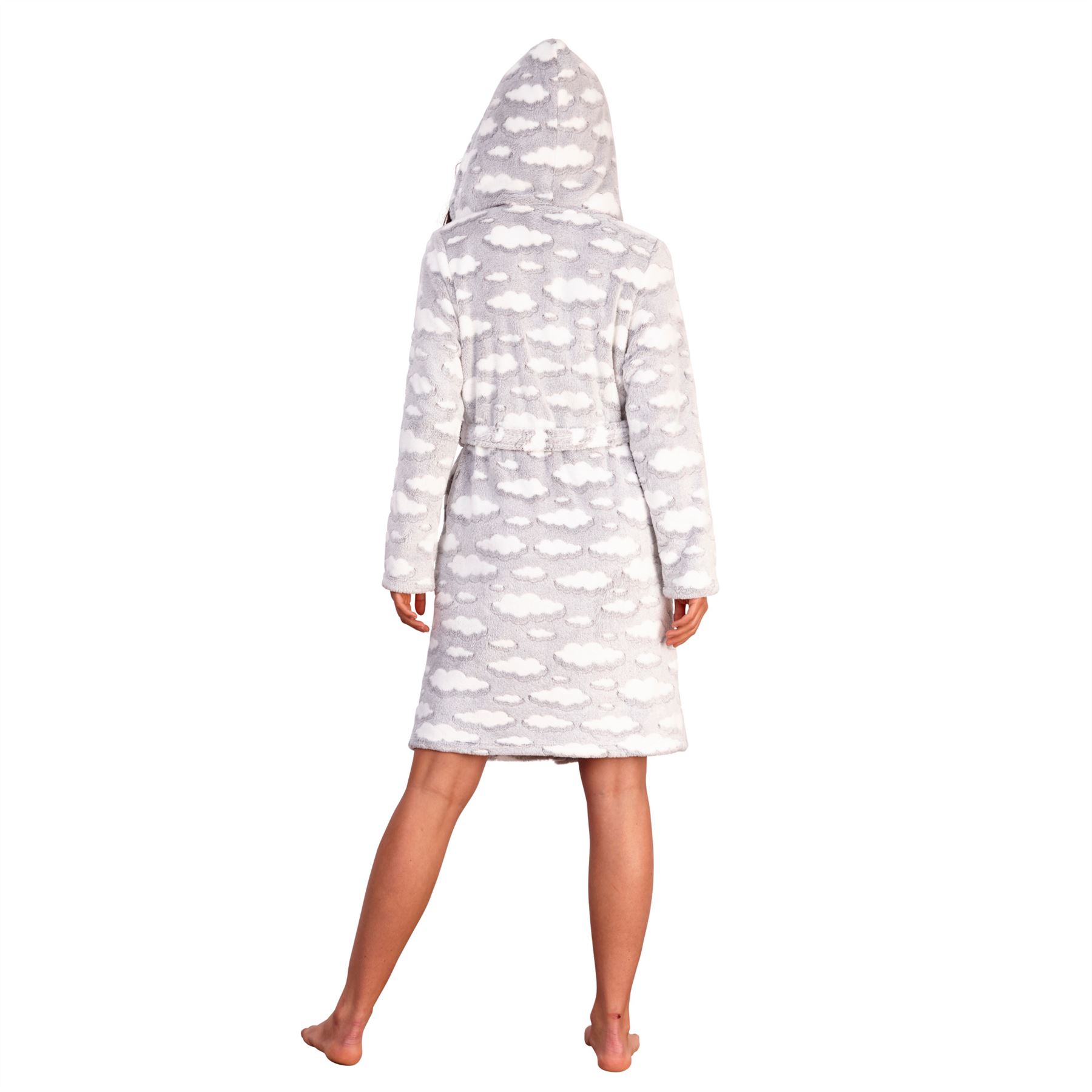 Womens Fleece Robe Dressing Gown With Novelty Hood Ladies Girls Size 8-22 - Picture 30 of 75