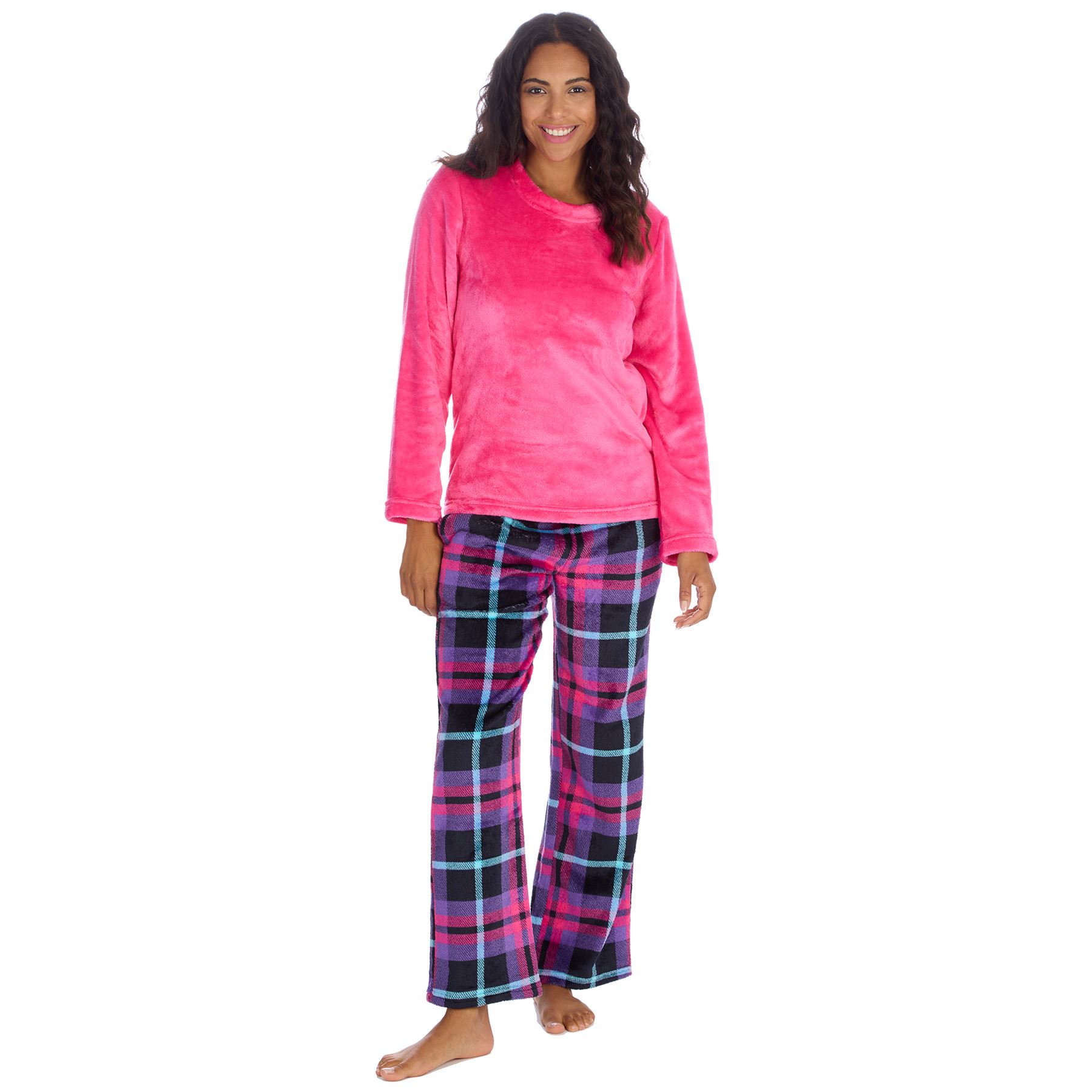 Womens Fleece Pyjamas Ladies Lounge Pyjama Nightwear Set Size 8-22 - Picture 39 of 40