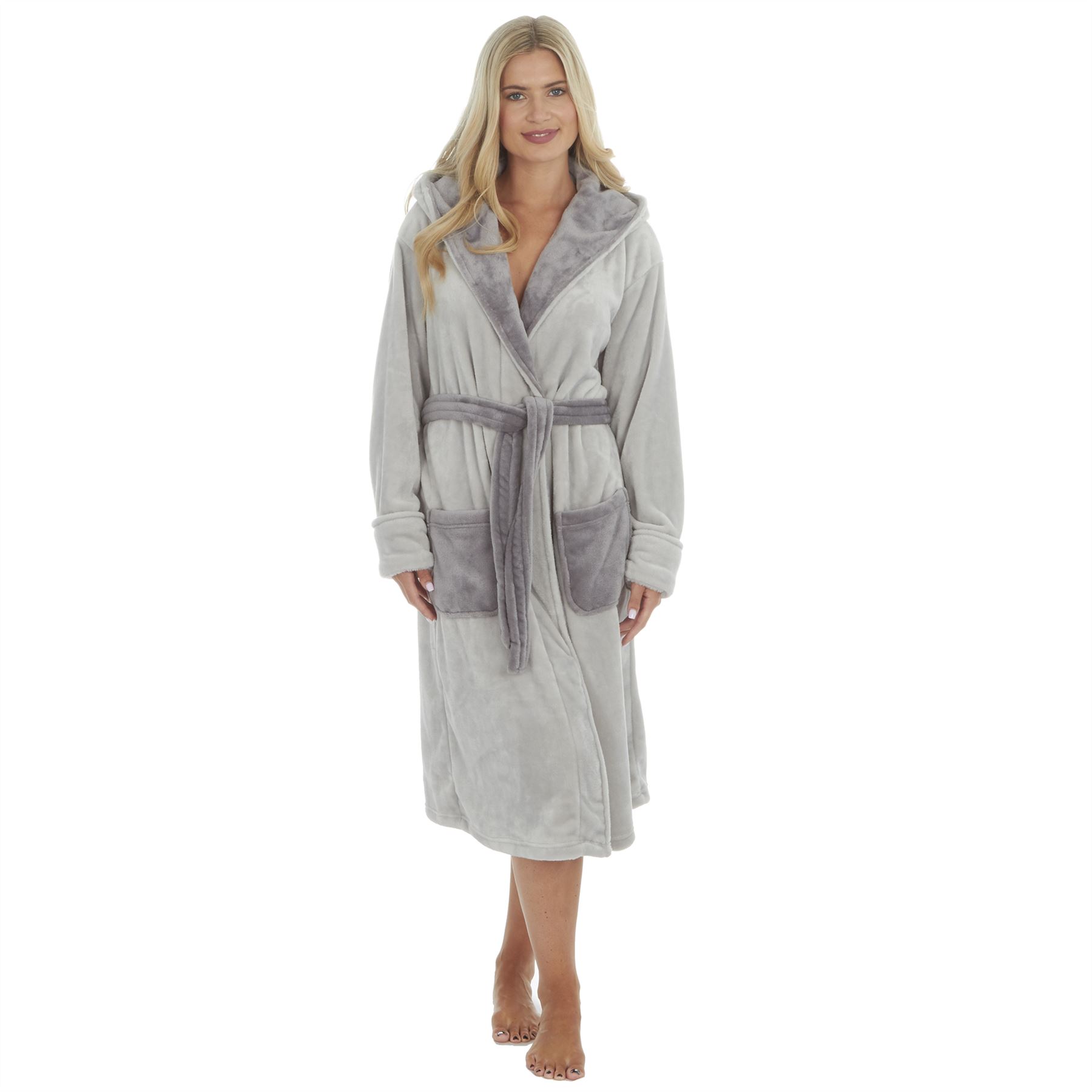 Womens Dressing Gown Robe Ladies Girls Super Soft Fleece Bathrobe Size 8 - 32 - Picture 57 of 83