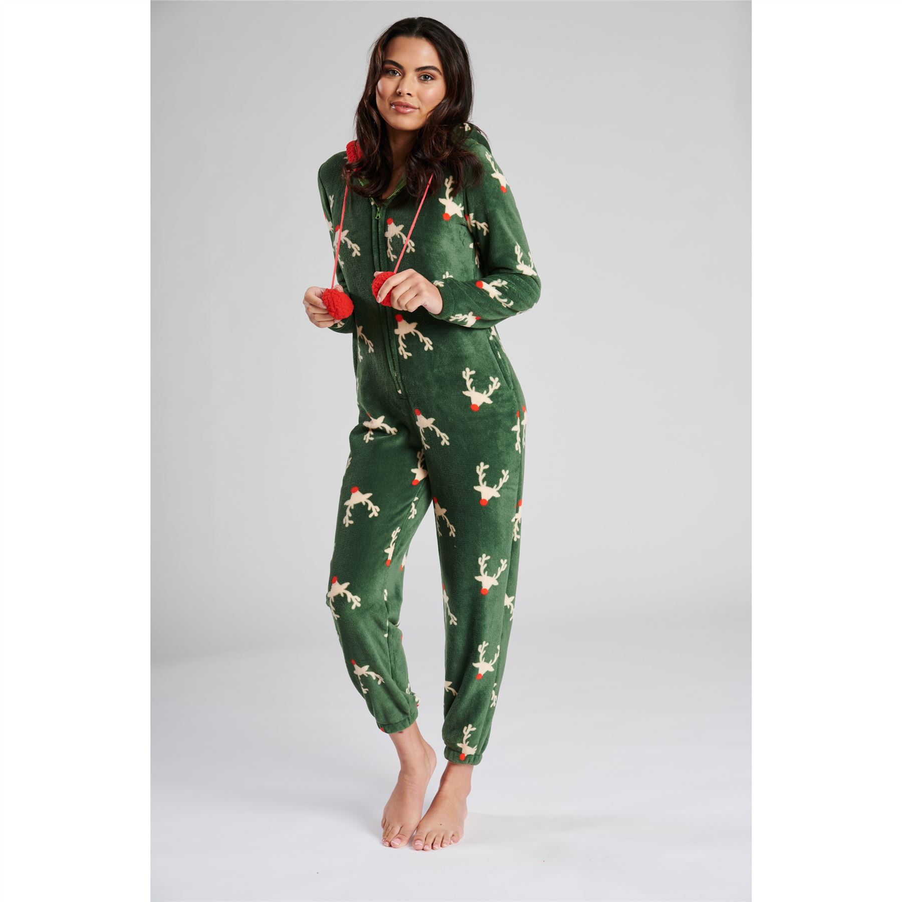 Ladies/Womens/Girls Fleece All In One Pyjamas Outfit Costume Hood Size 6-22 - Picture 68 of 215