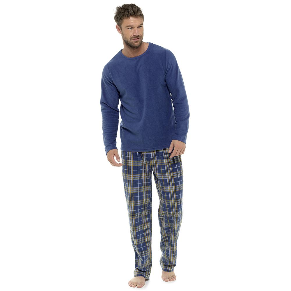 Mens Fleece Pyjamas Set Thermal Pajama PJ Warm Winter Nightwear - Picture 14 of 27