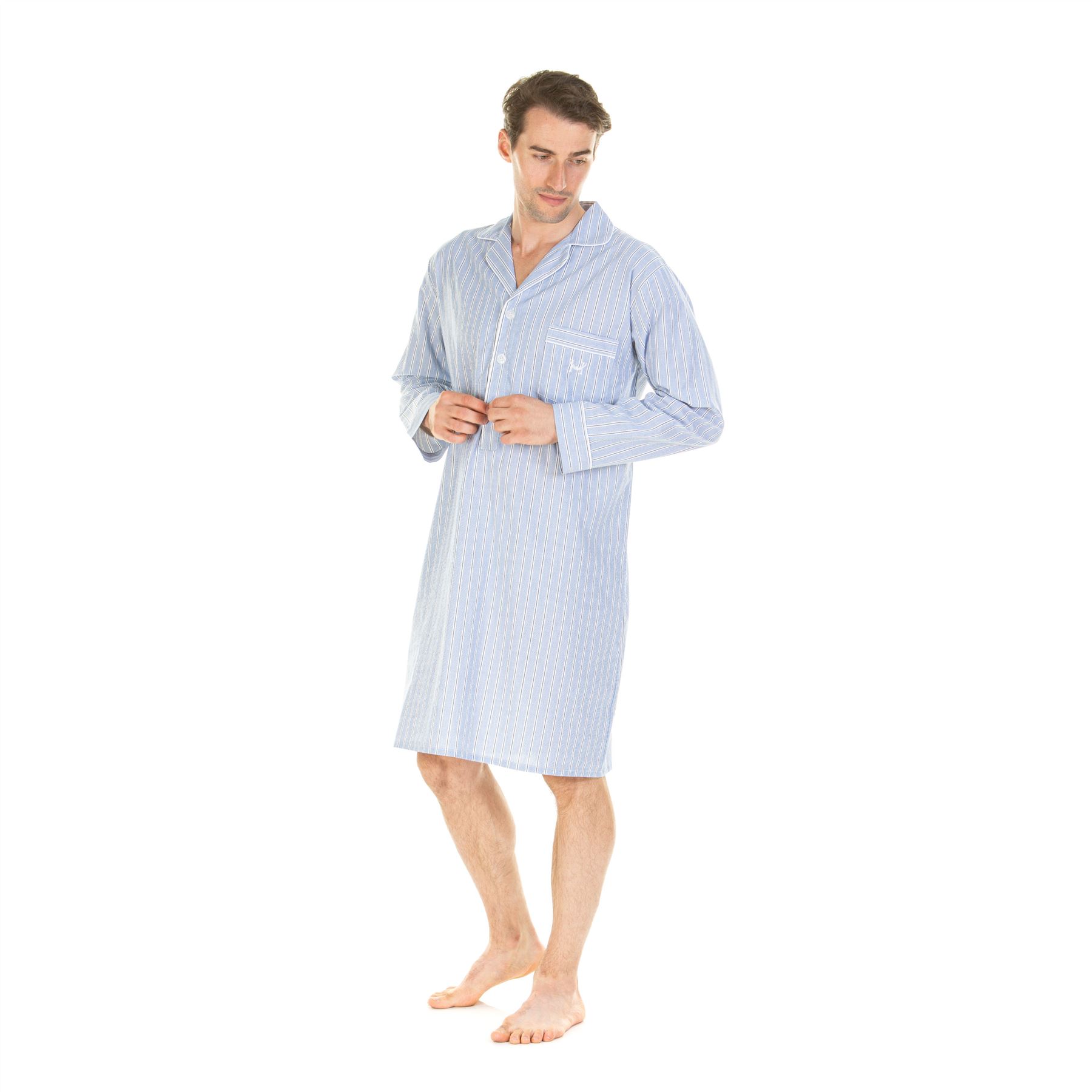 Camisón Haigman Para Hombre Manga Larga 100% Algodón Cuadros/Rayas Talla M, L, XL, XXL - Imagen 16 de 17