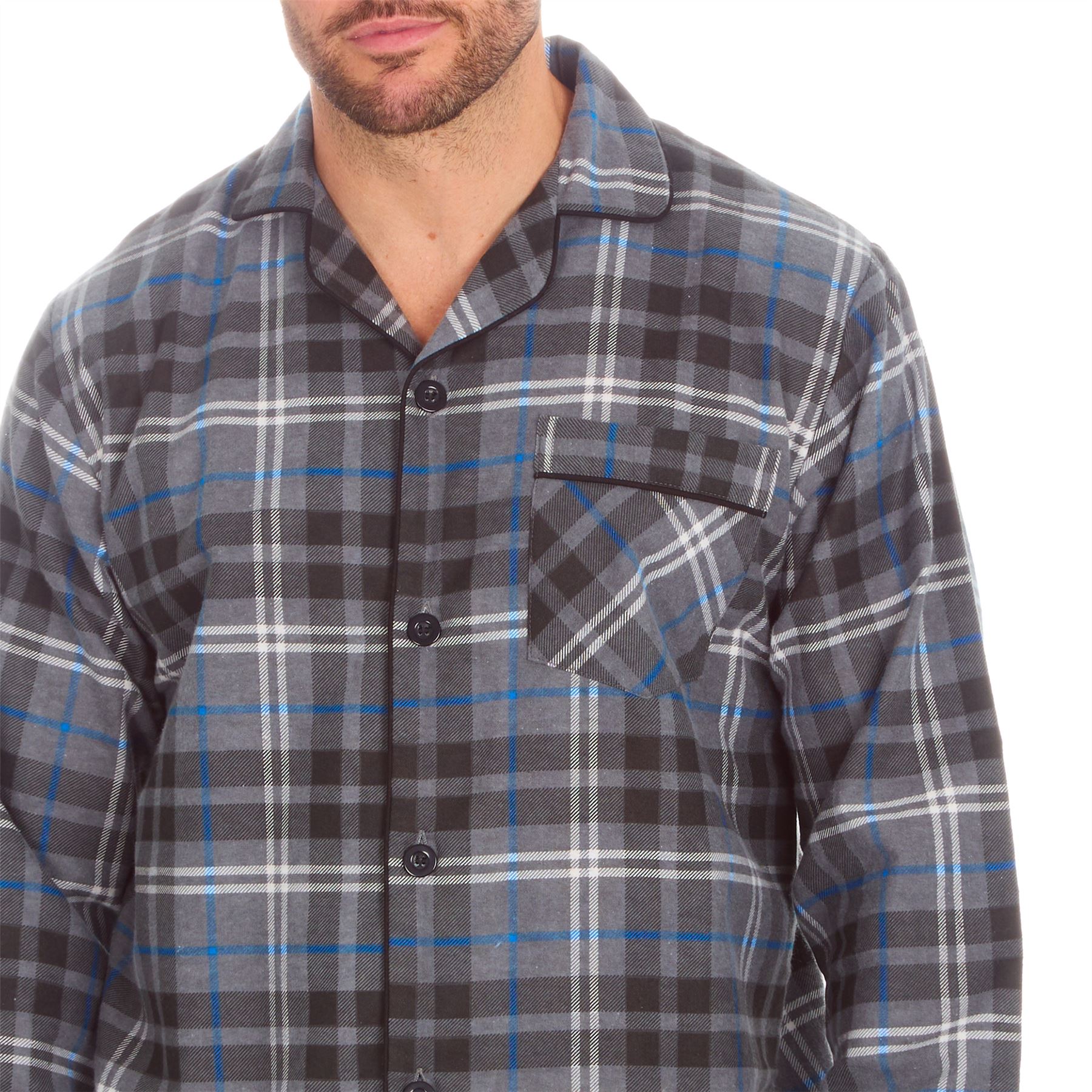Mens Flannel Pyjamas 100% Brushed Cotton Check Pajama Set Traditional PJs - Picture 18 of 25
