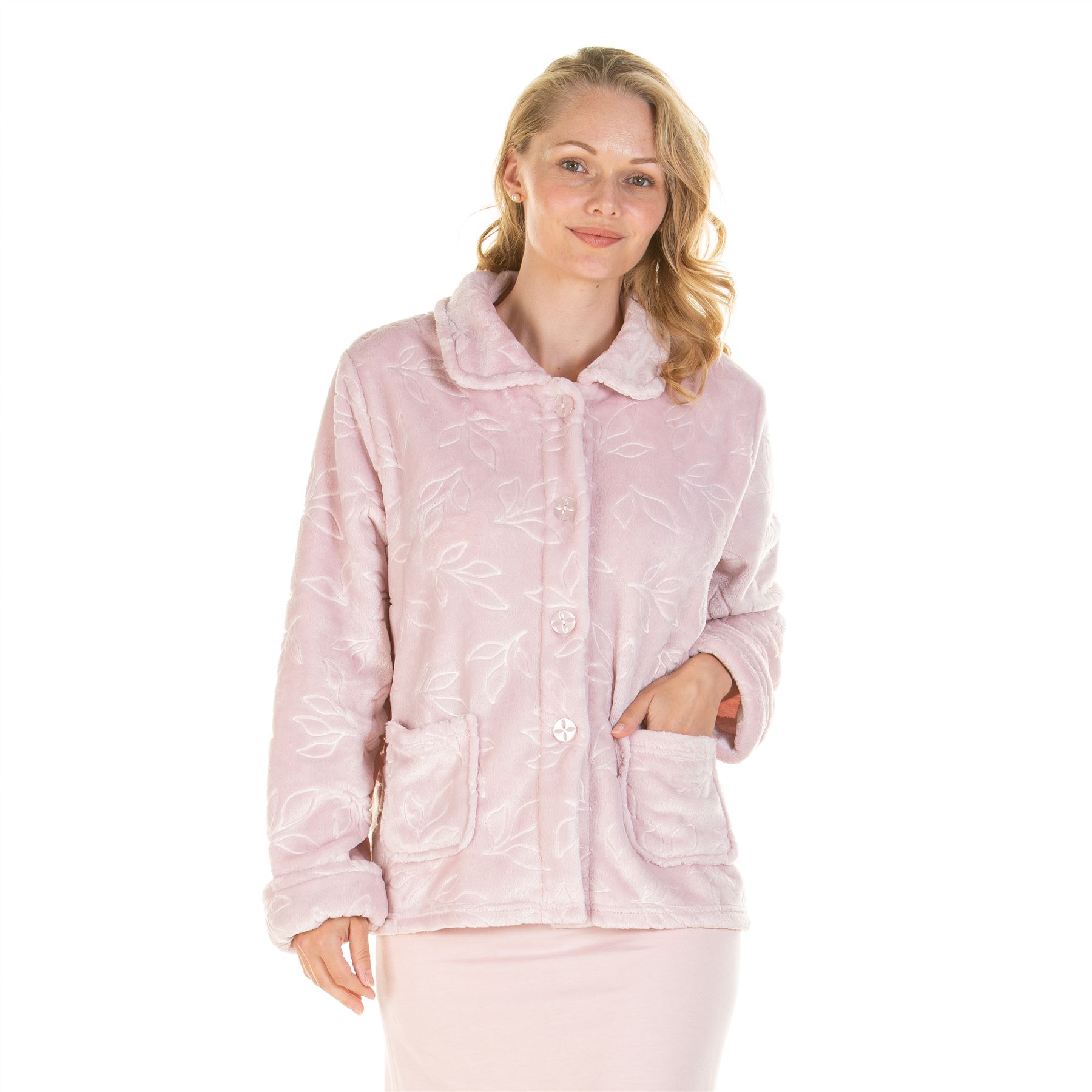 Womens/Ladies Fleece Button Through Robe/Dressing Gown Size 10-24 - Picture 9 of 21
