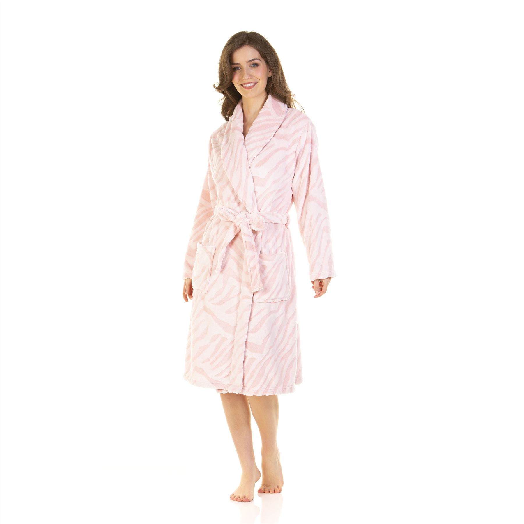 Womens Ladies Supersoft Cut Out Fleece Robe Dressing Gown Stars Zebra Size 10-20 - Picture 17 of 20