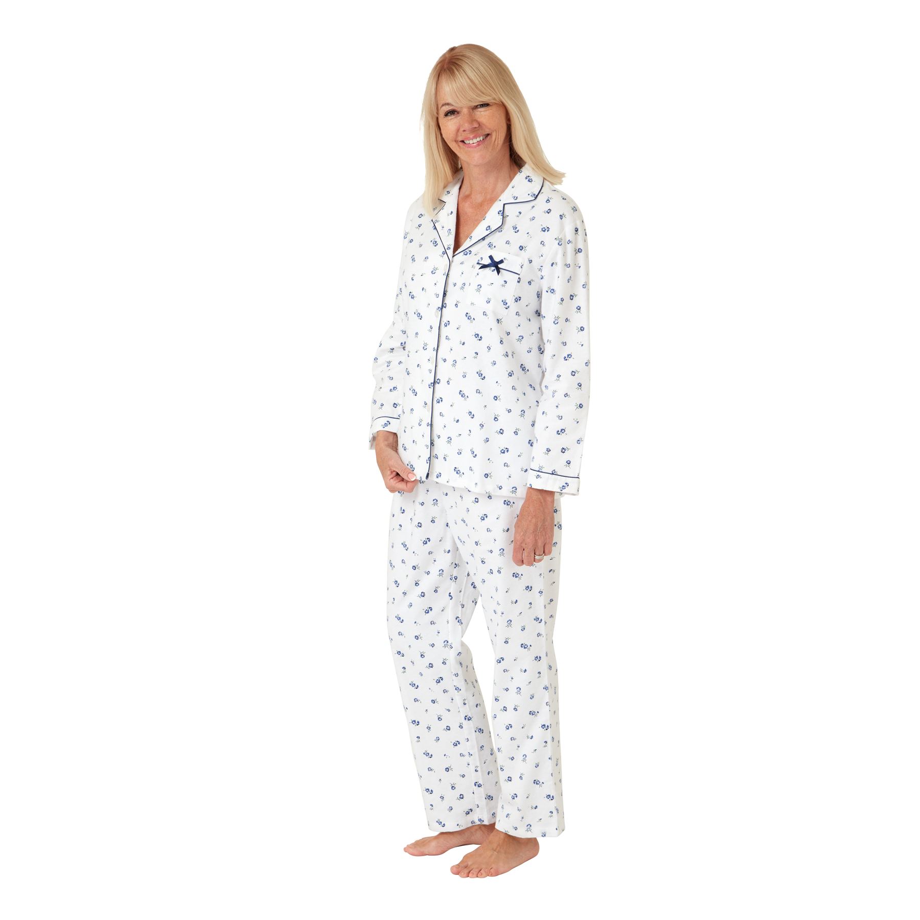 100% Brushed Cotton Pyjamas Ladies Winceyette Pyjama Set Size 8-26 - Picture 99 of 104