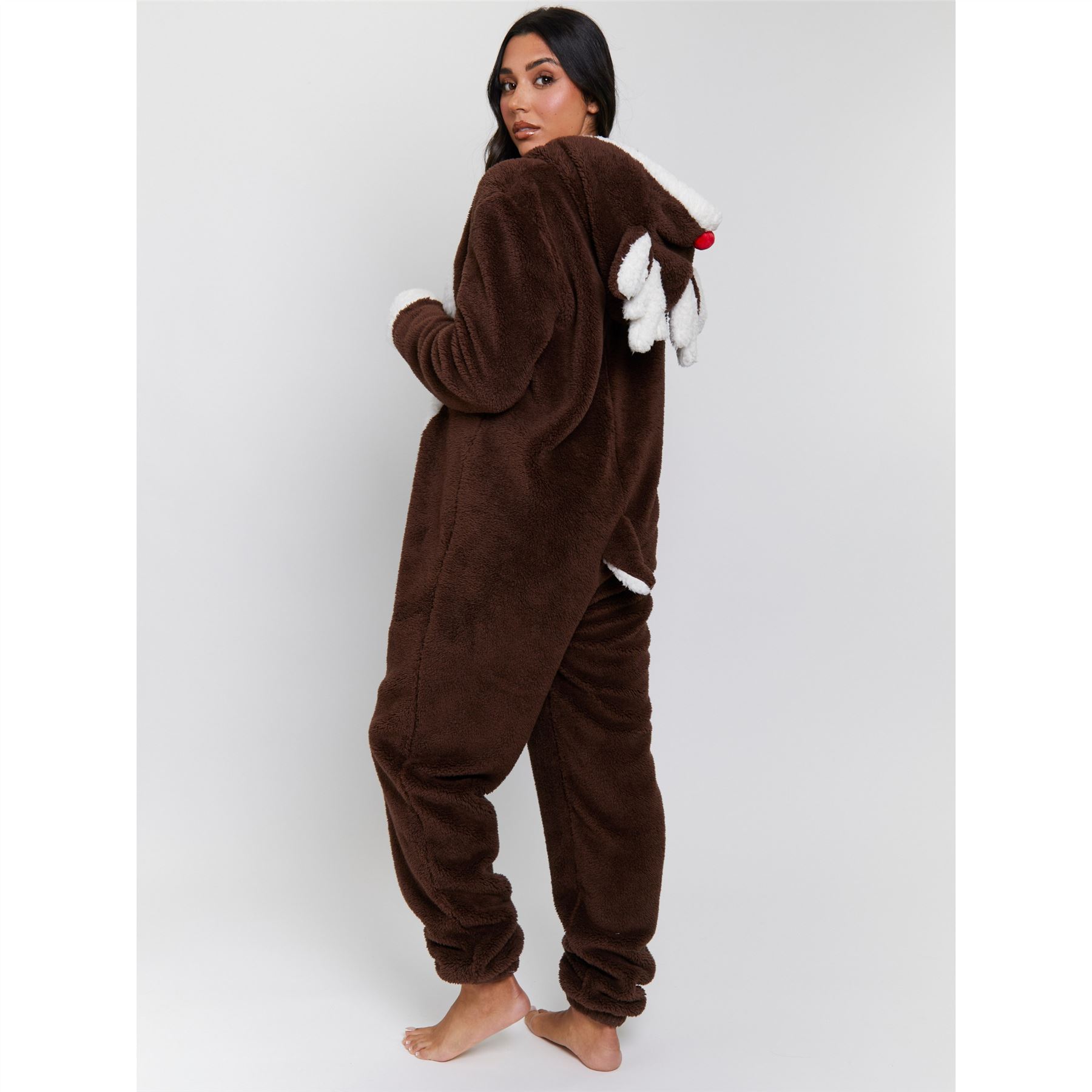 Ladies/Womens/Girls Fleece All In One Pyjamas Outfit Costume Hood Size 6-22 - Picture 52 of 215