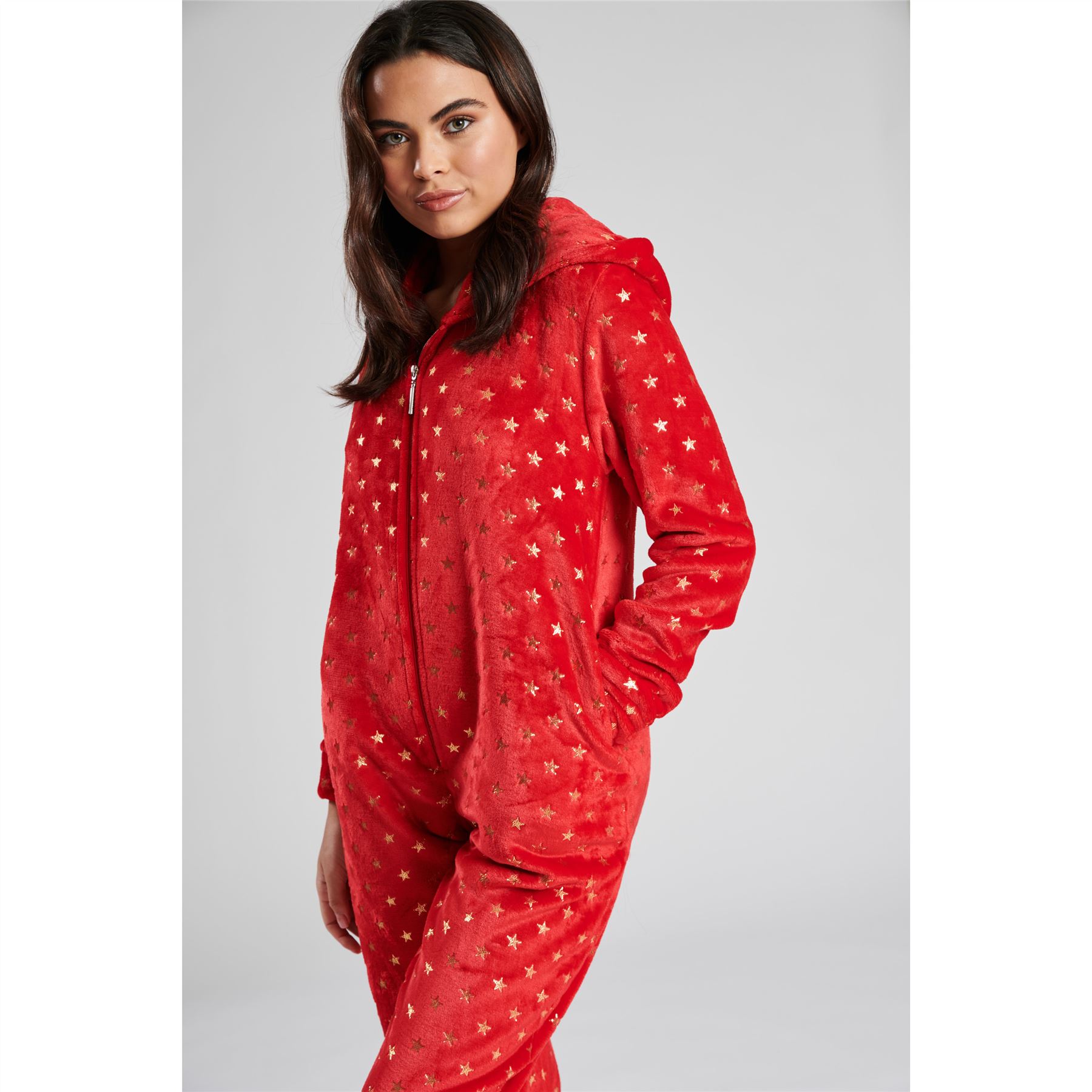 Ladies Christmas Fleece All In One Adult Womens Jumpsuit Xmas Pyjamas Size 8-22 - Picture 22 of 22