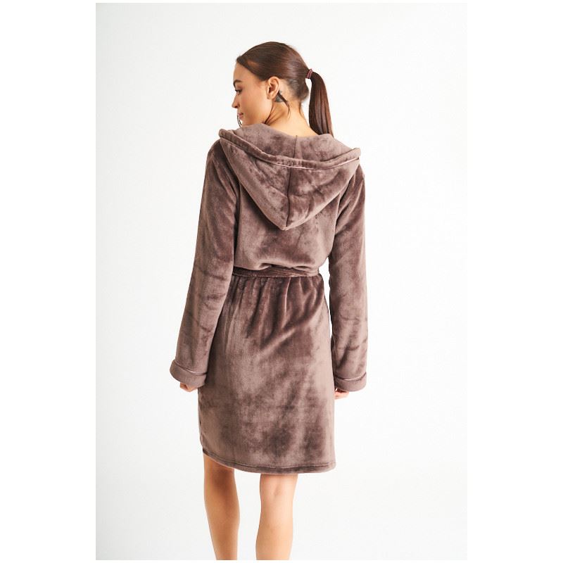 Ladies Super Soft Hooded Fleece Robe Dressing Gown - Picture 46 of 75