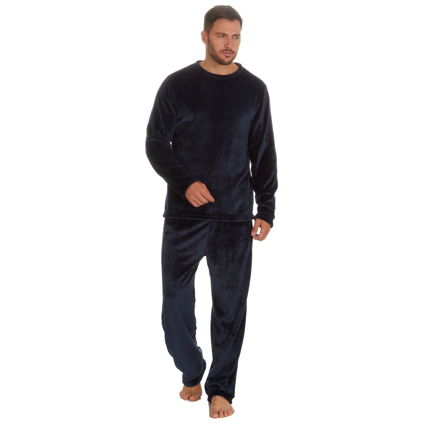 Mens Fleece Pyjamas Set Thermal Pajama PJ Warm Winter Nightwear - Picture 11 of 27