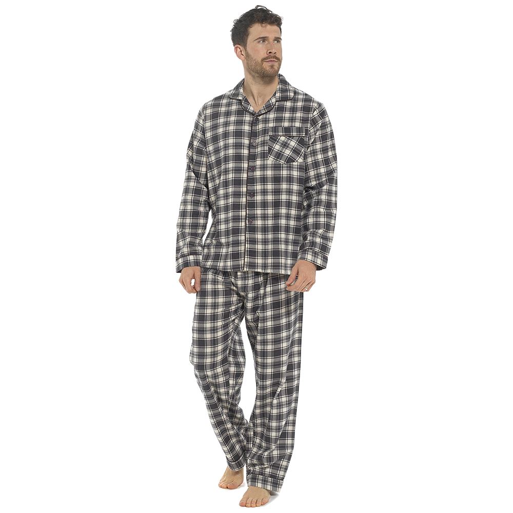 Herren-Pyjama-Set aus 100 % gebürstete Baumwolle Flanell kariert gestreift traditionelle PJs - Bild 20 von 28