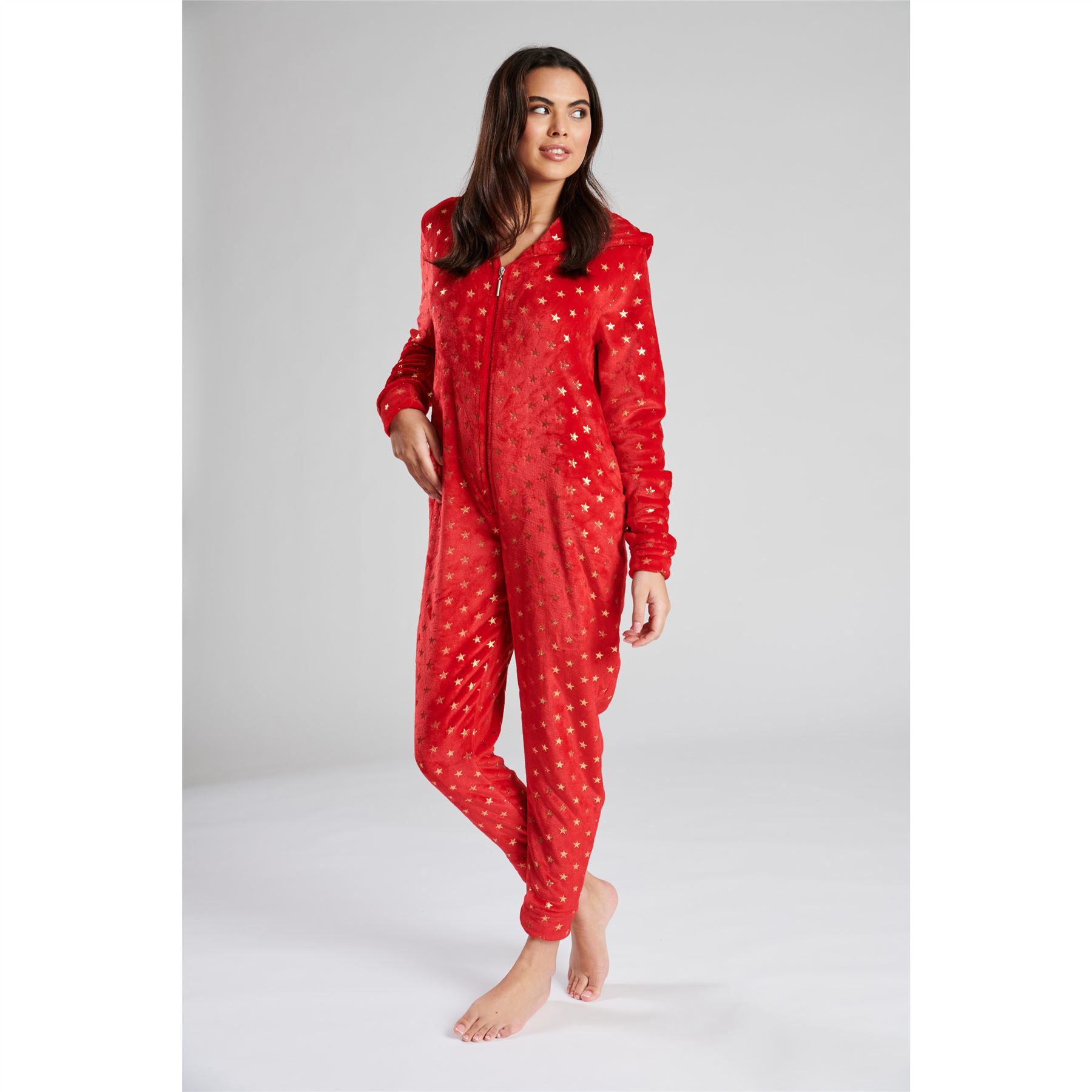 Ladies Christmas Fleece All In One Adult Womens Jumpsuit Xmas Pyjamas Size 8-22 - Picture 21 of 22