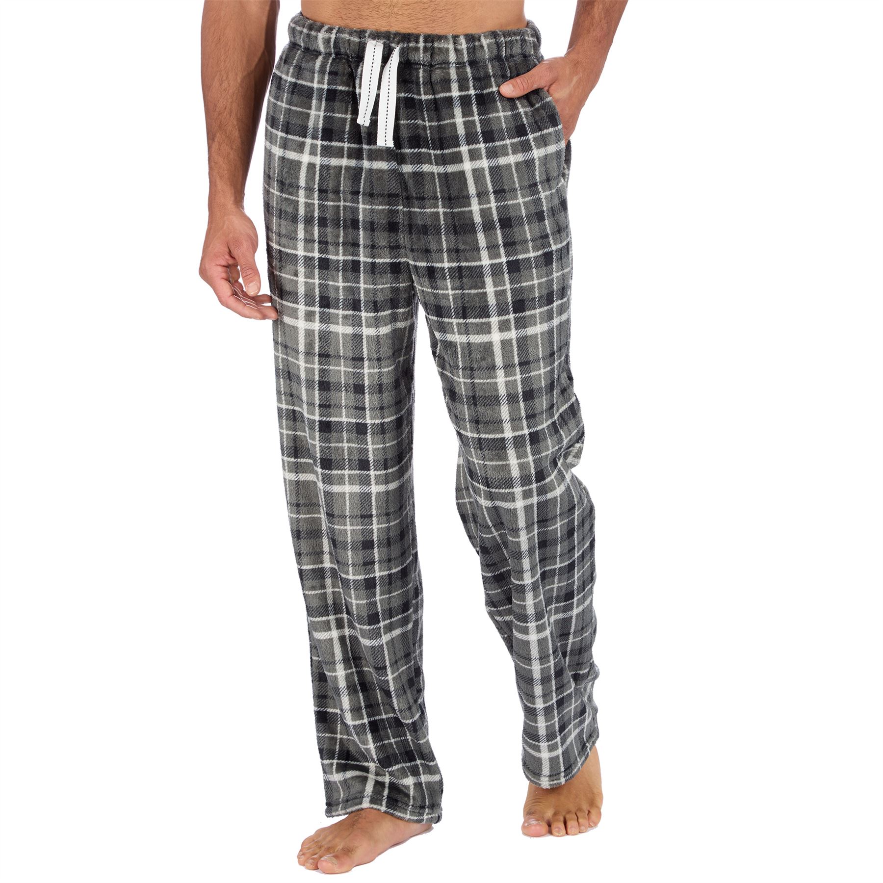Mens Fleece Pyjama Bottoms Lounge Pants PJs Gaming Check Size S-XXL - Picture 41 of 51