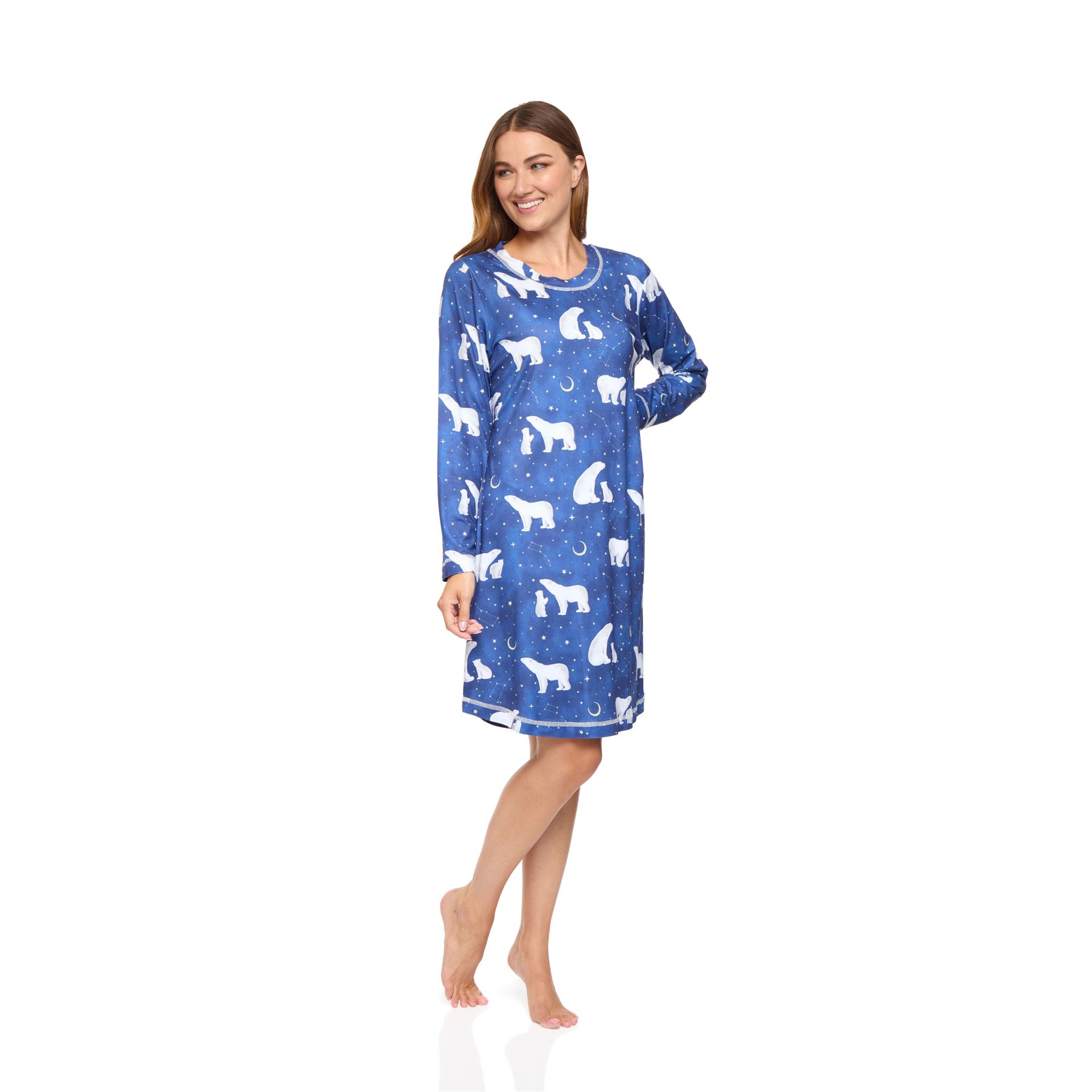 Womens Nightdress Long Sleeve Jersey Knit Ladies Nightie UK 8-22 - Picture 31 of 45