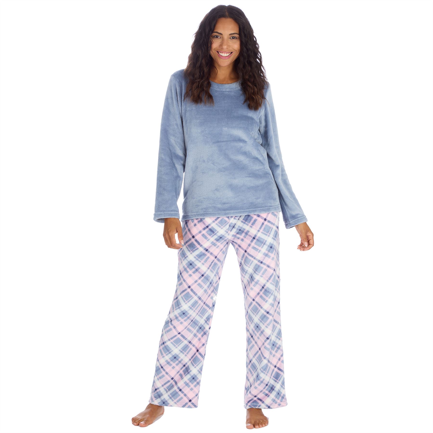 Womens Fleece Pyjamas Ladies Lounge Pyjama Nightwear Set Size 8-22 - Picture 25 of 40