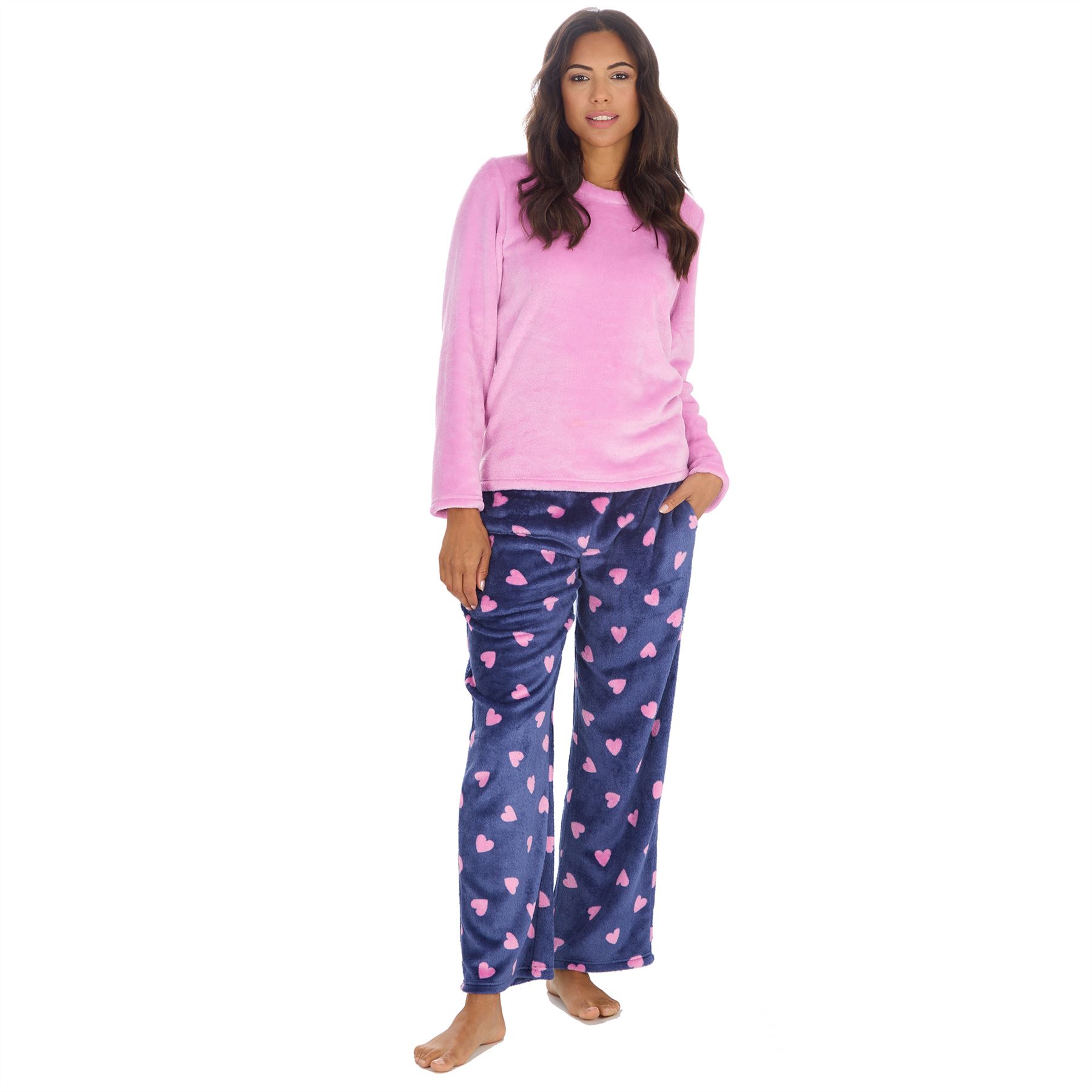 Womens Fleece Pyjamas Ladies Lounge Pyjama Nightwear Set Size 8-22 - Picture 27 of 40