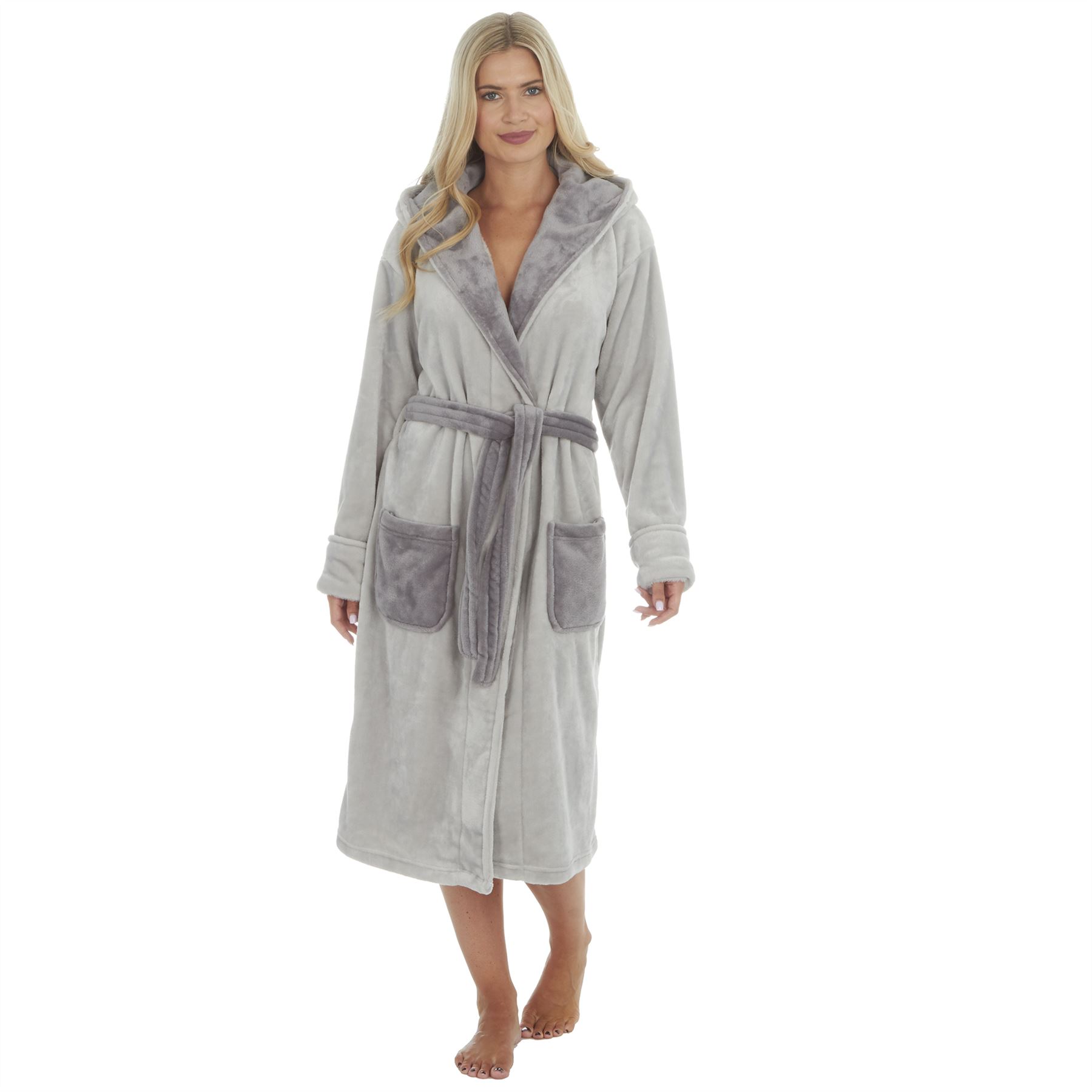 Womens Dressing Gown Robe Ladies Girls Super Soft Fleece Bathrobe Size 8 - 32 - Picture 56 of 83