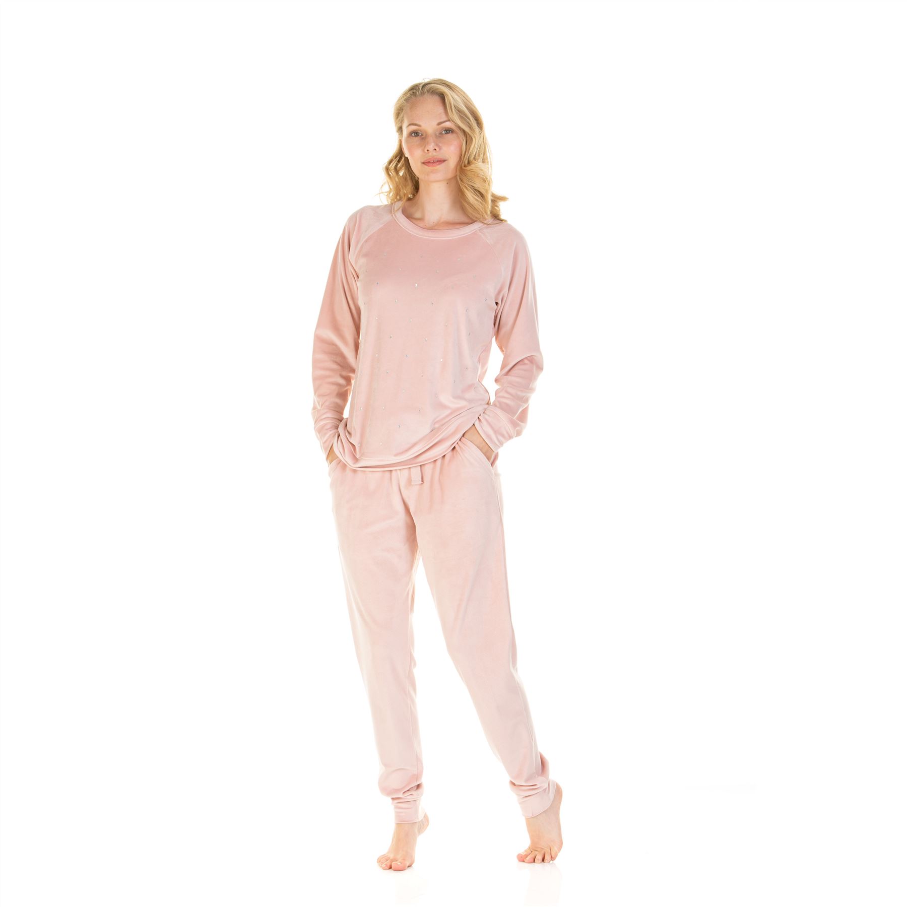 Womens/Ladies Velour Pyjamas Diamond Sequin Pyjama Set Size 8-22 - Picture 29 of 34