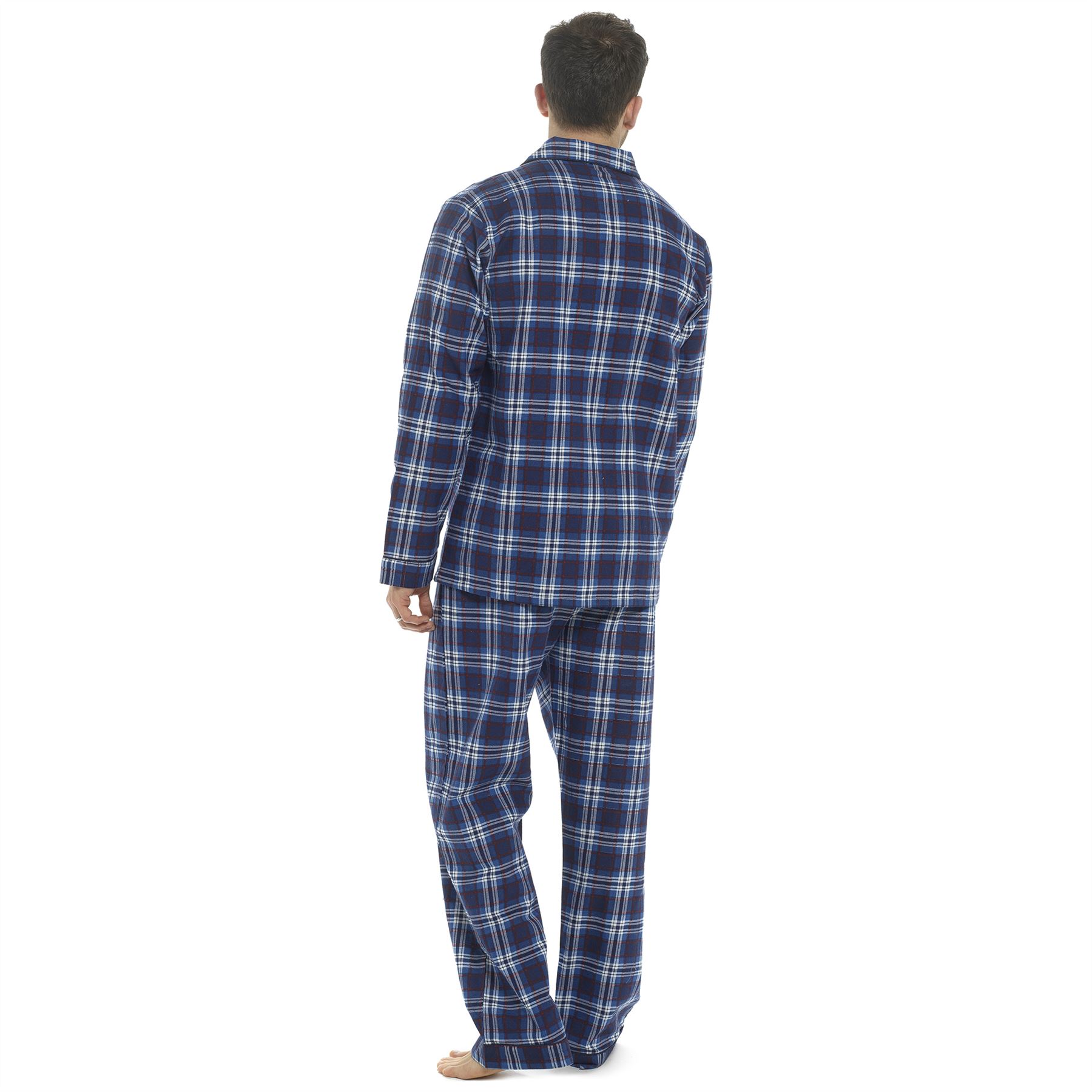 Herren-Pyjama-Set aus 100 % gebürstete Baumwolle Flanell kariert gestreift traditionelle PJs - Bild 19 von 28