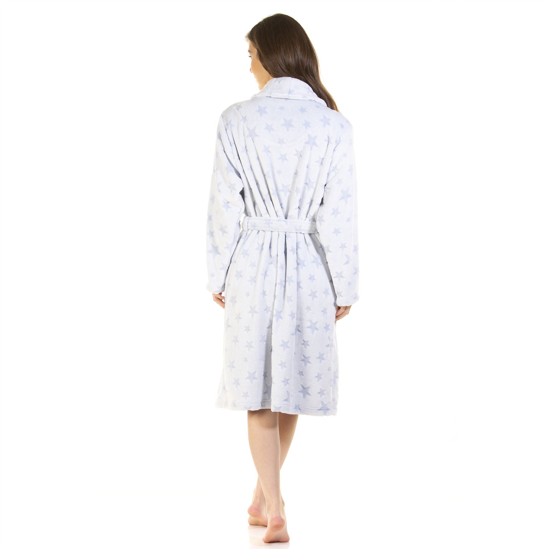 Womens Ladies Supersoft Cut Out Fleece Robe Dressing Gown Stars Zebra Size 10-20 - Picture 14 of 20