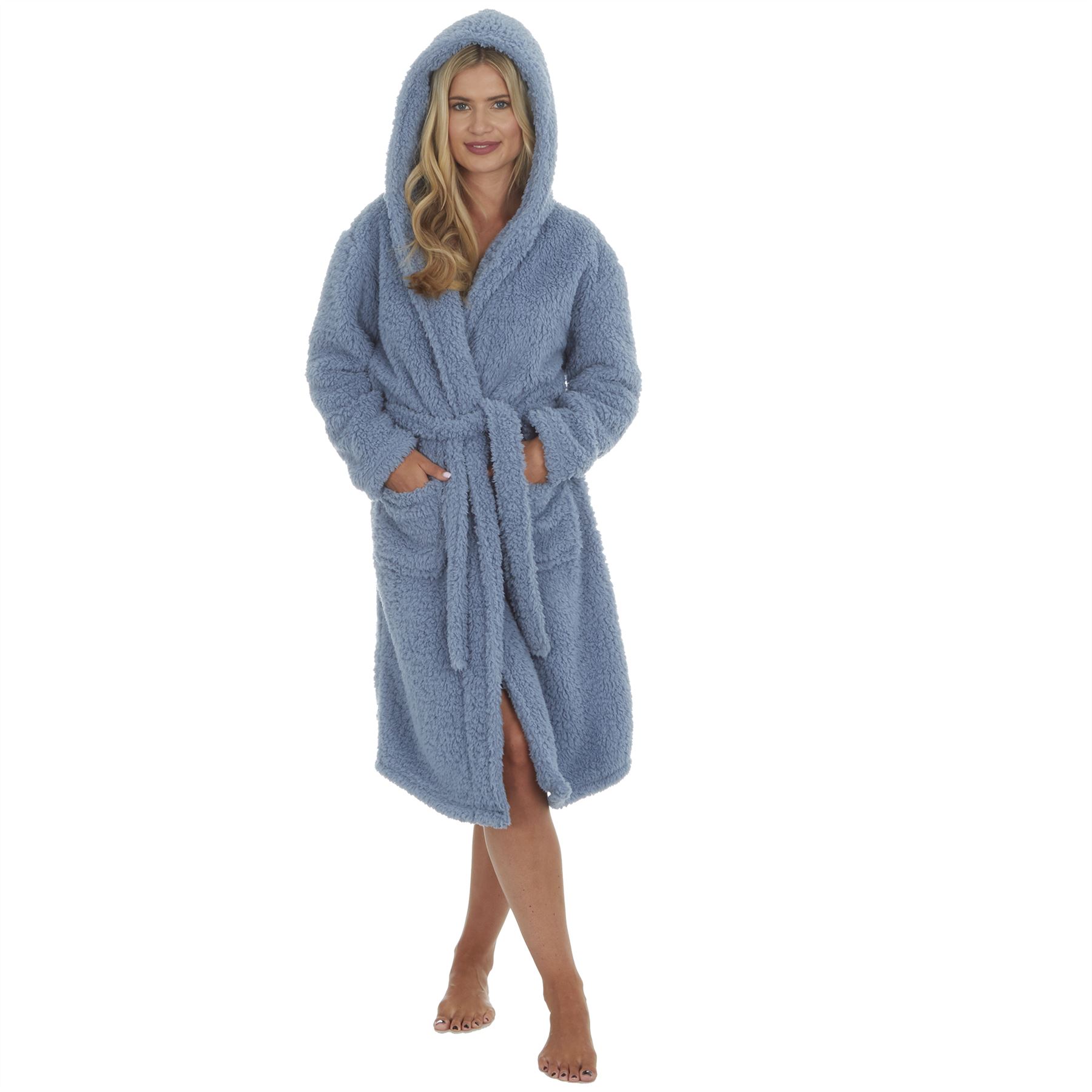 Womens Dressing Gown Robe Ladies Girls Super Soft Fleece Bathrobe Size 8 - 32 - Picture 36 of 83