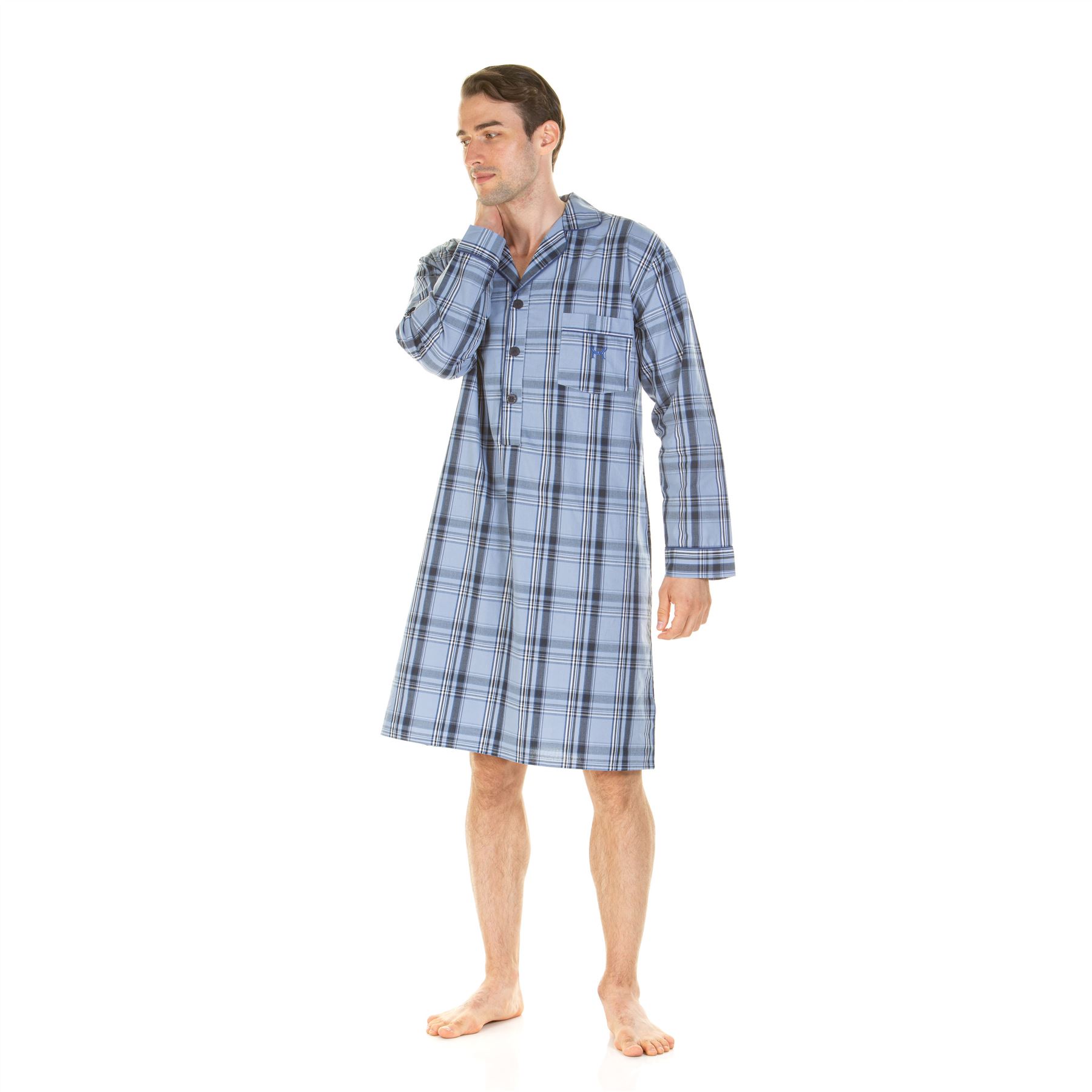 Camisón Haigman Para Hombre Manga Larga 100% Algodón Cuadros/Rayas Talla M, L, XL, XXL - Imagen 10 de 17