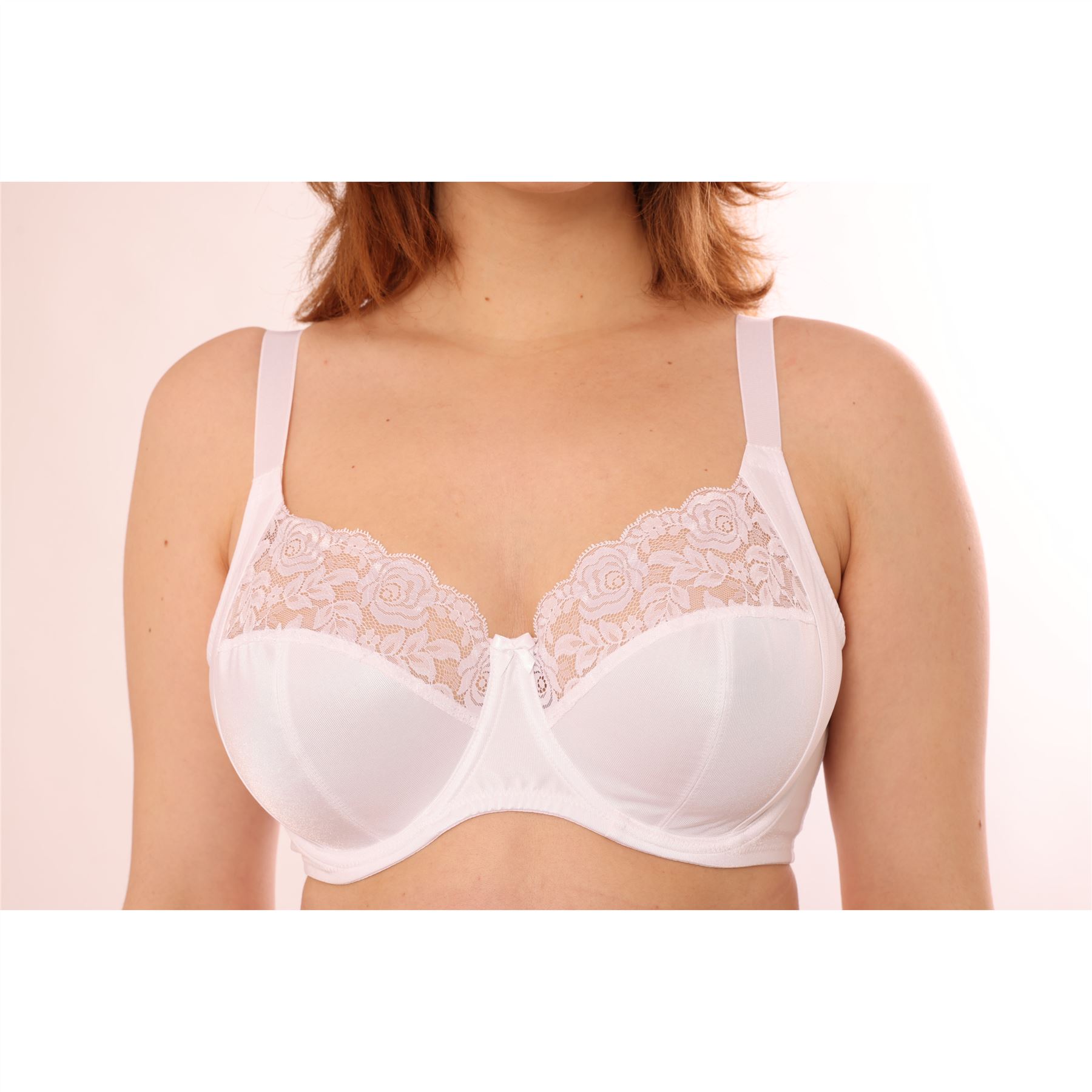 Gemm Dessous Vollschalen BH ohne Bügel ungepolstert Satin Blumen Spitze weiß - Bild 12 von 20