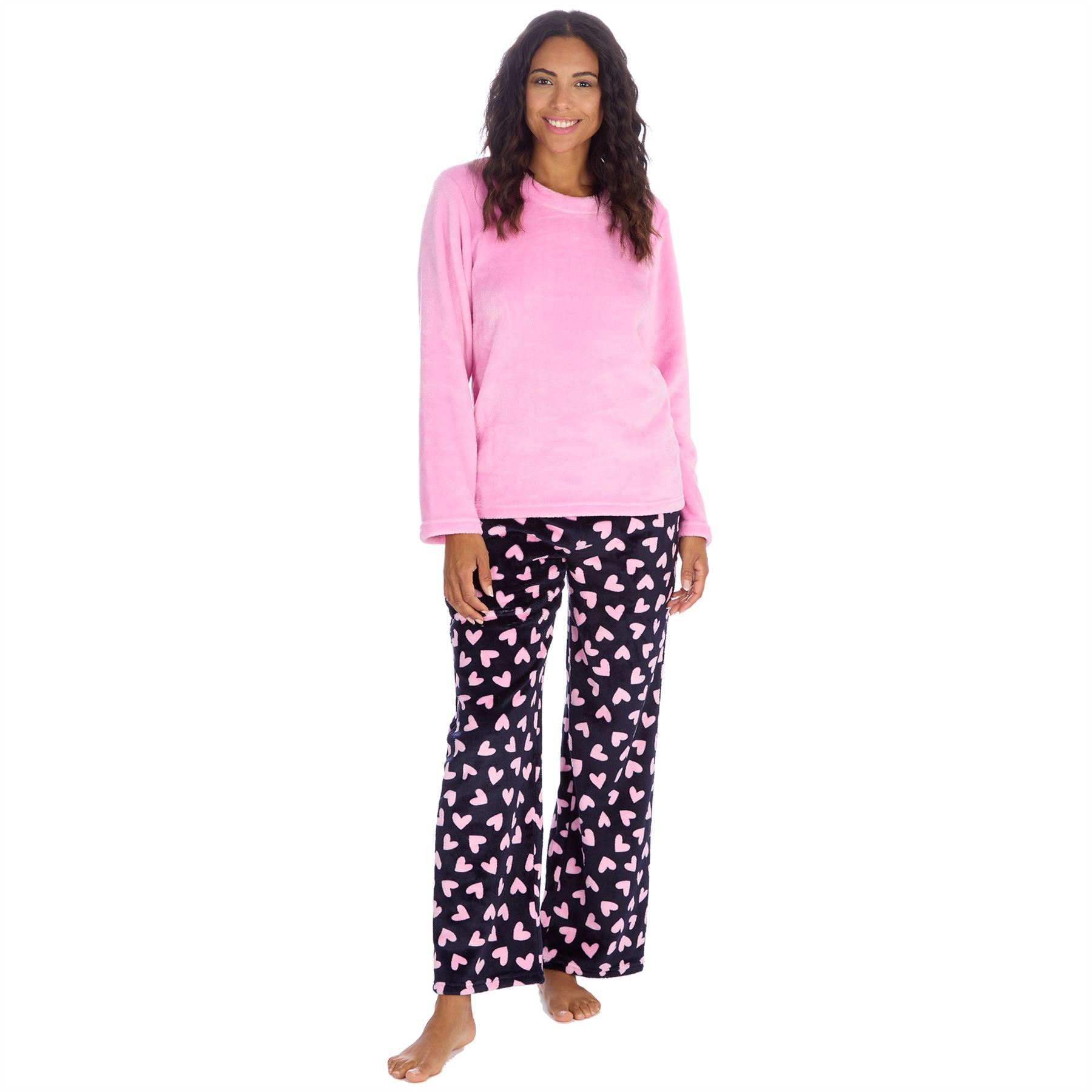 Womens Fleece Pyjamas Ladies Lounge Pyjama Nightwear Set Size 8-22 - Picture 17 of 40