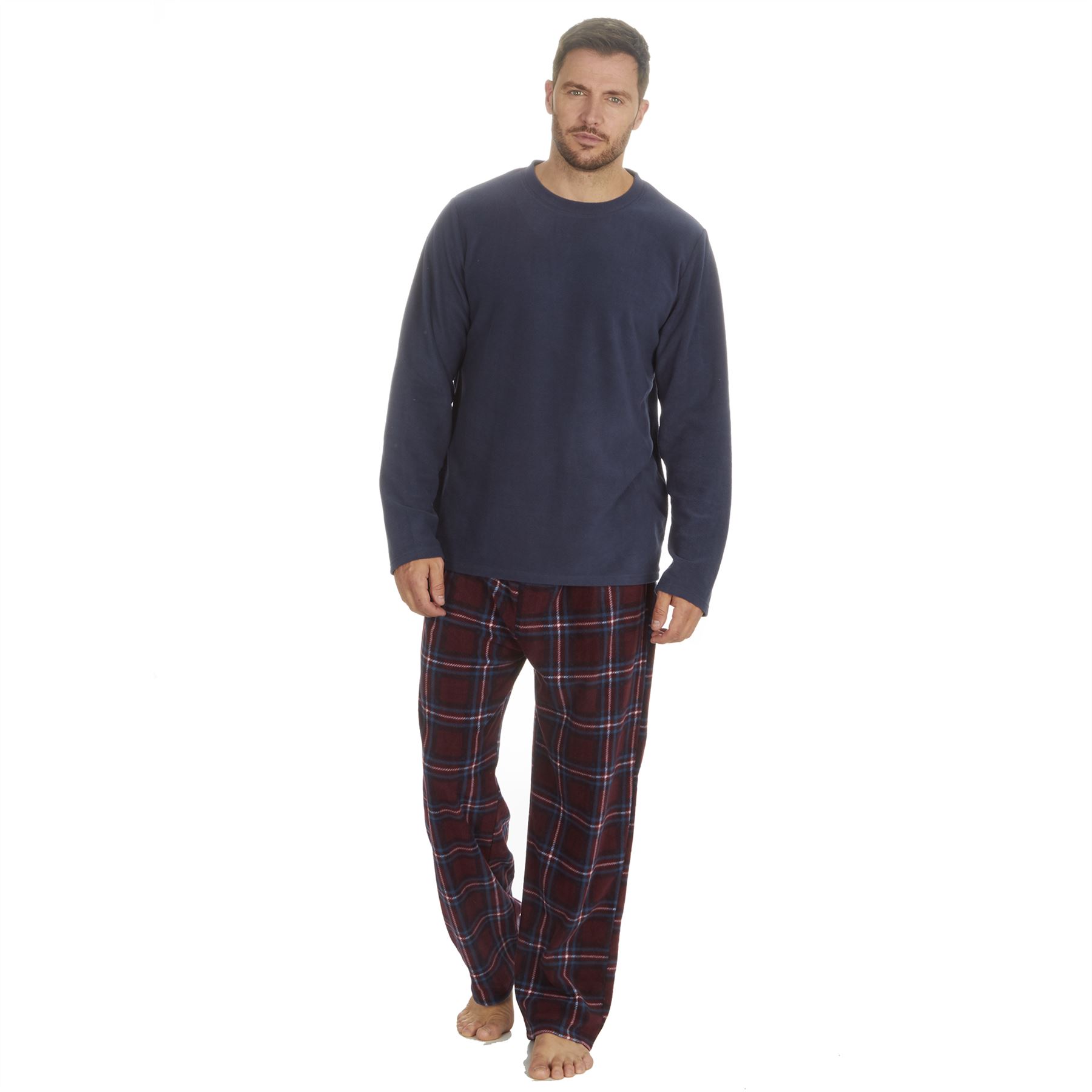 Mens Fleece Pyjamas Set Thermal Pajama PJ Warm Winter Nightwear - Picture 19 of 27